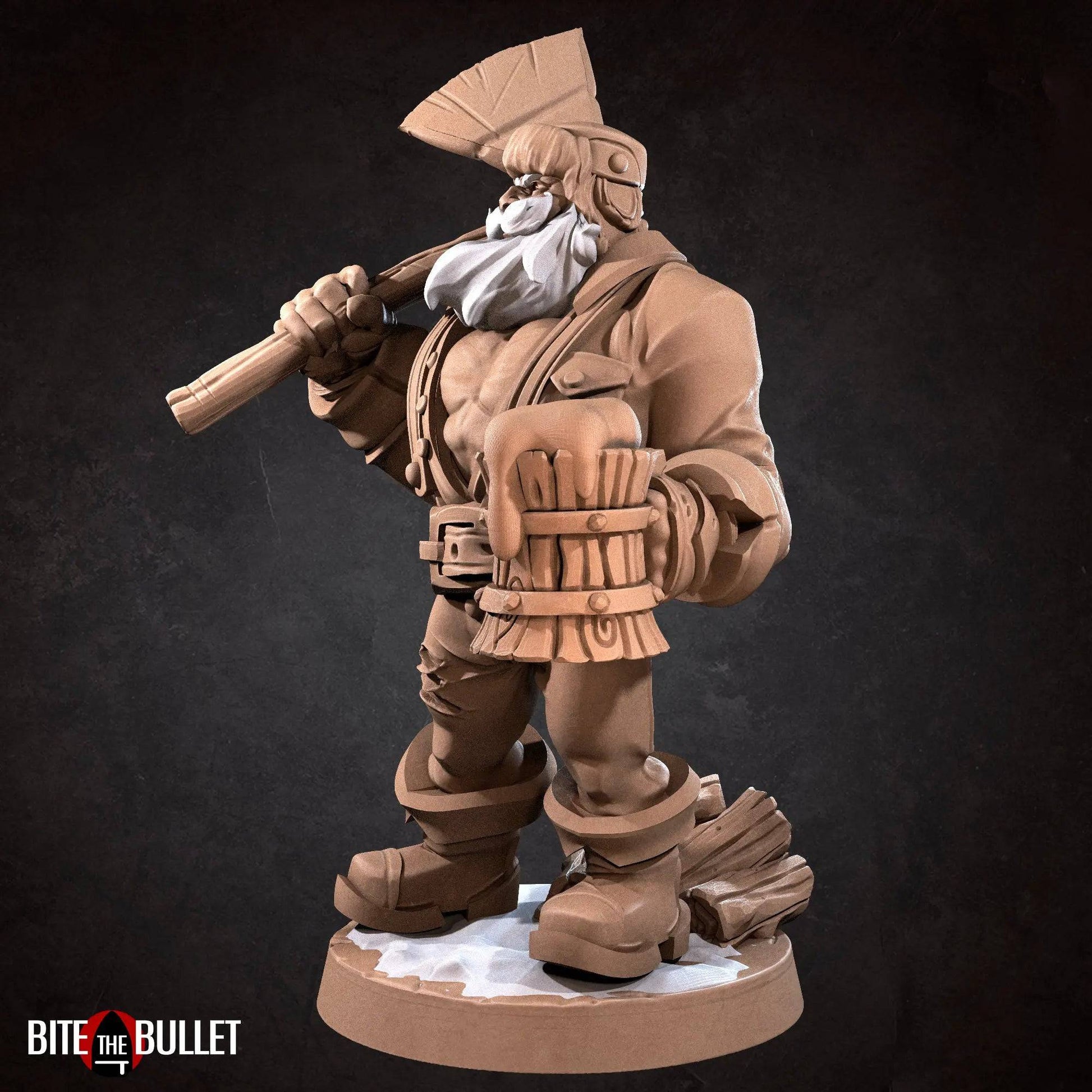 Lumberjack Santa Claus, Holding an Axe and Flagon | D&D Miniature TTRPG Character | Bite the Bullet - Tattles Told 3D