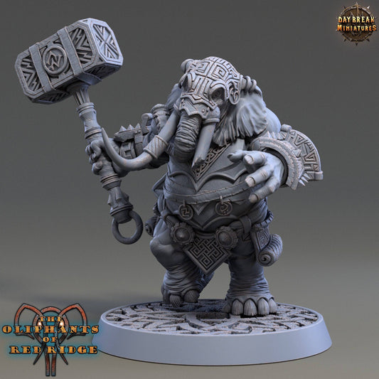 Marab Stonestomper, Loxodon Warrior | TTRPG D&D Miniature | Daybreak Miniatures - Tattles Told 3D