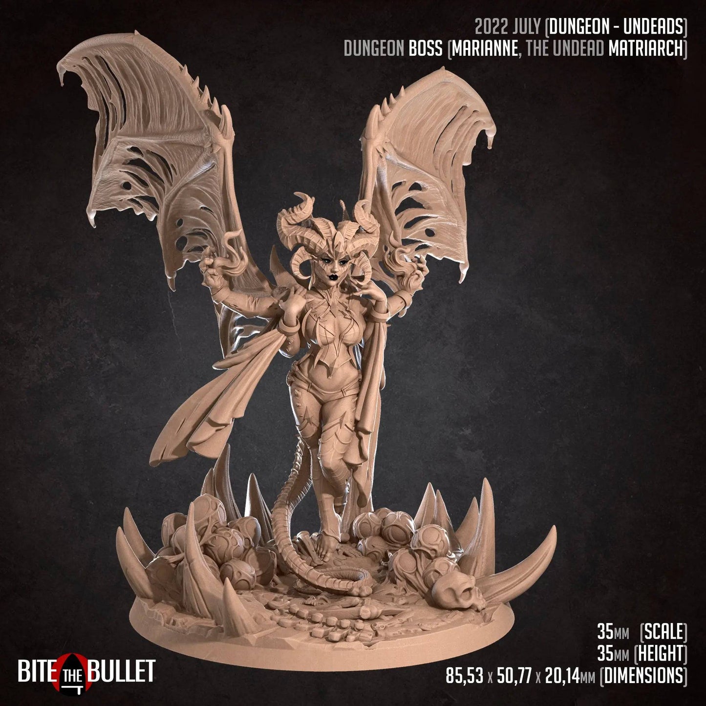 Marianne, Dungeon Boss Winged, Four-Armed Maiden, Demon | D&D Miniature TTRPG Character | Bite the Bullet - Tattles Told 3D