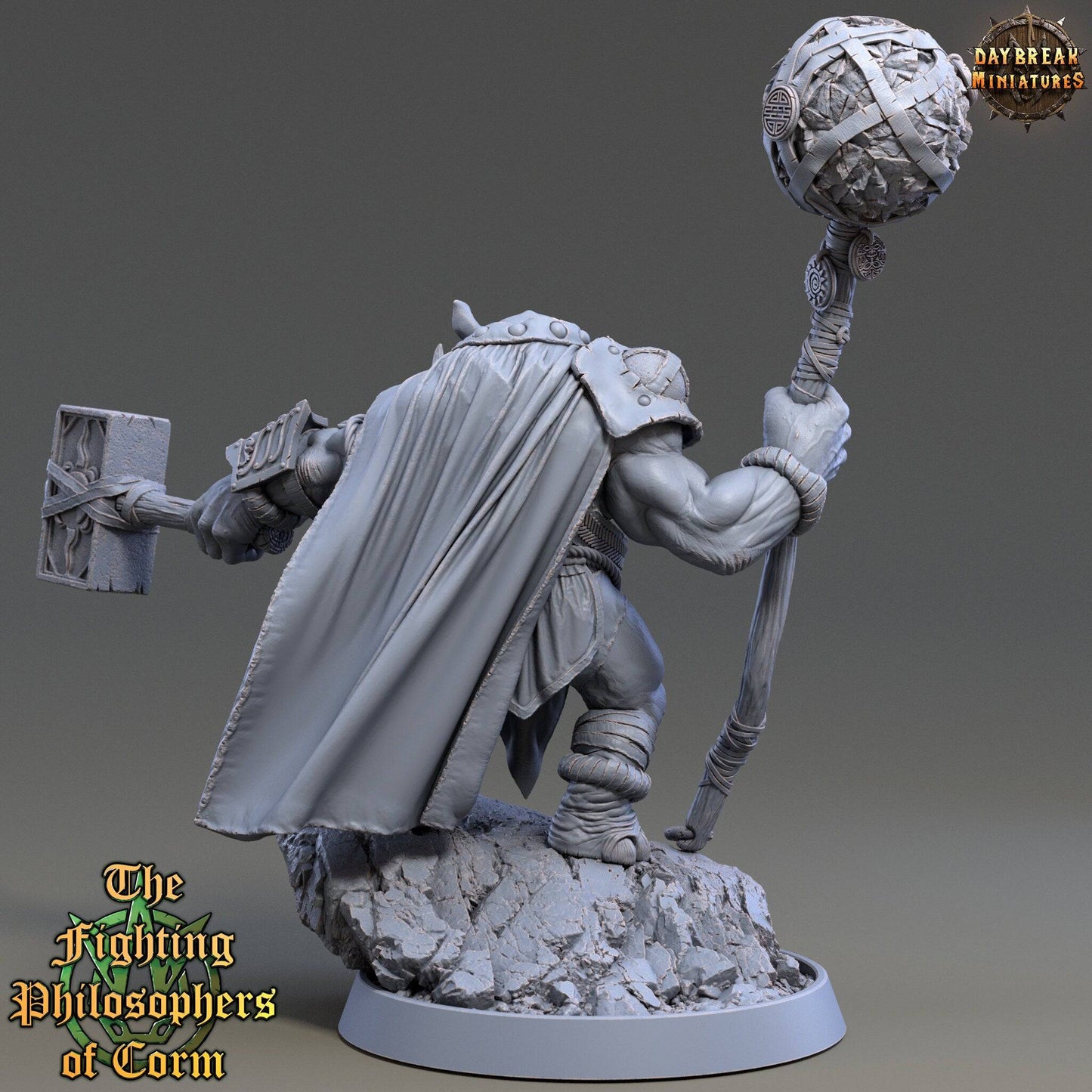 Metrocles Red Gazer, Rhinofolk Warrior | TTRPG D&D Miniature | Daybreak Miniatures - Tattles Told 3D