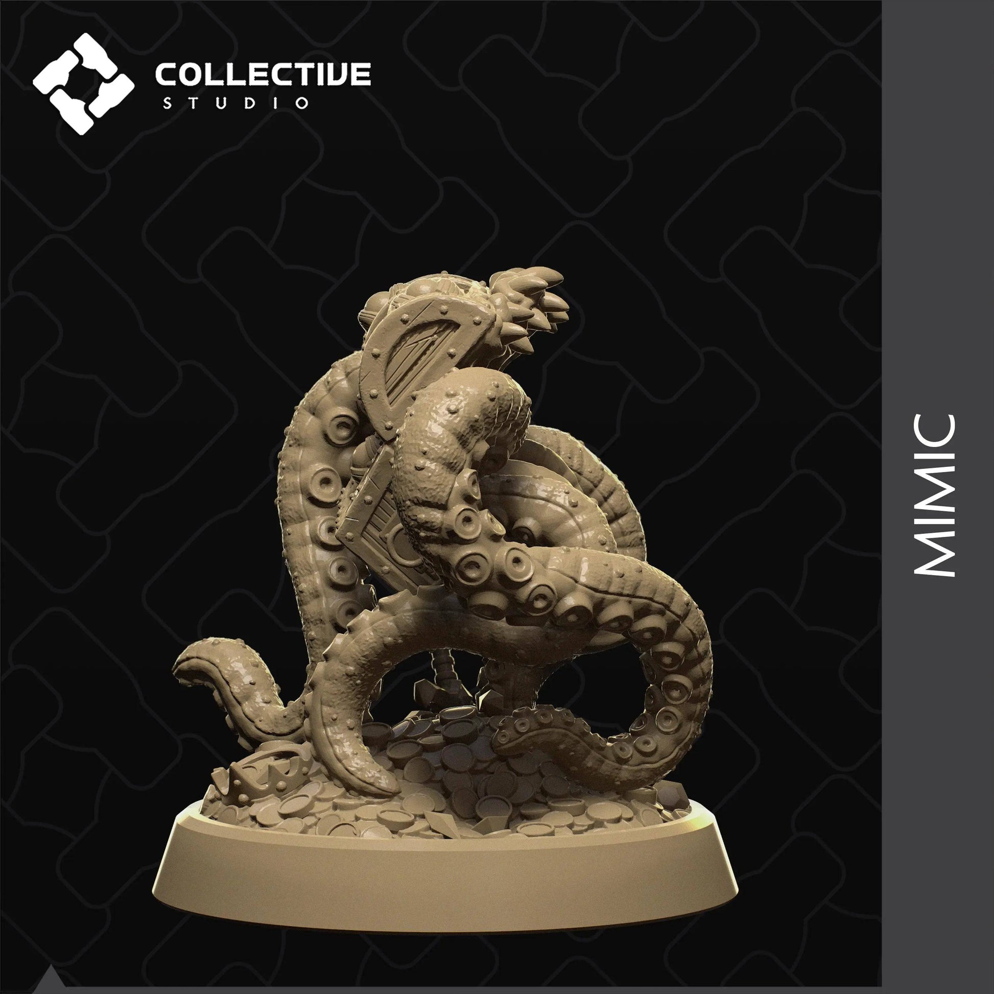 Mimic, Awake and Attack | D&D TTRPG Monster Miniature | Collective Studio - Tattles Told 3D