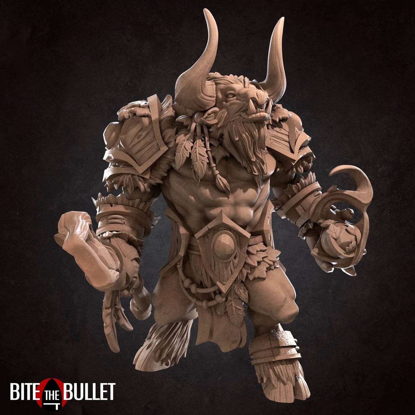 Minotaur Druid Shaman | D&D Miniature TTRPG Character | Bite the Bullet - Tattles Told 3D