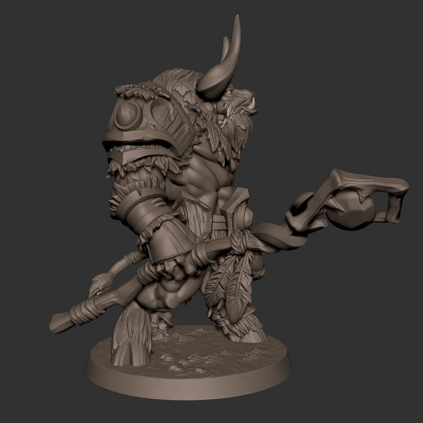 Minotaur Druid Shaman | D&D Miniature TTRPG Character | Bite the Bullet - Tattles Told 3D