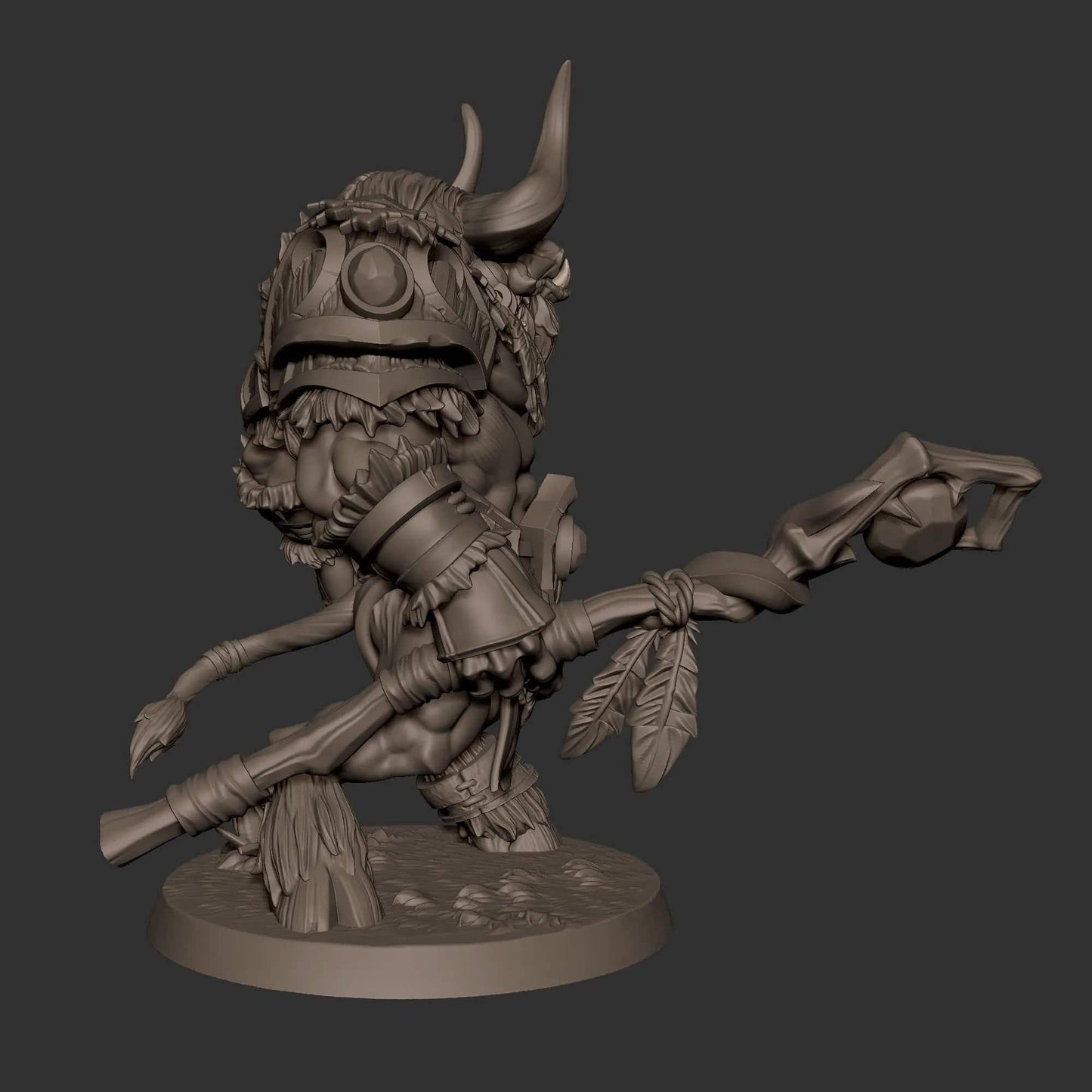 Minotaur Druid Shaman | D&D Miniature TTRPG Character | Bite the Bullet - Tattles Told 3D