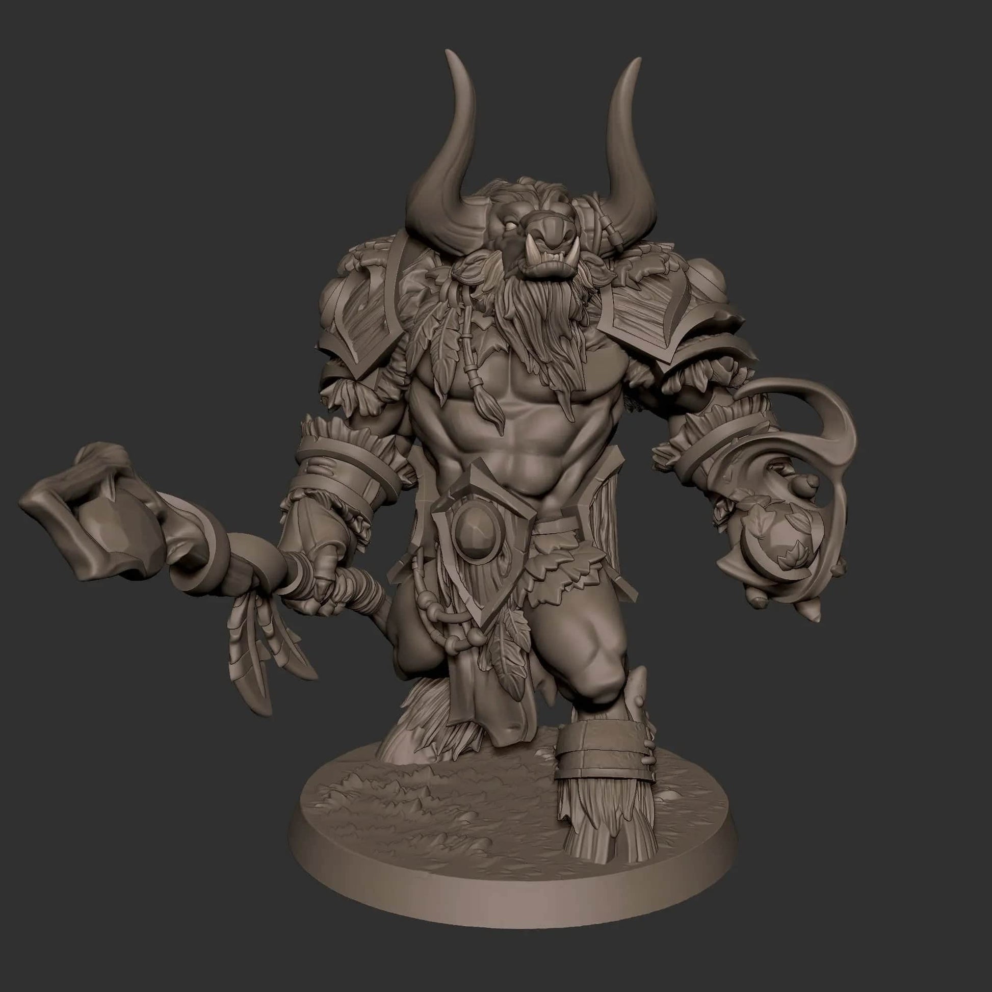 Minotaur Druid Shaman | D&D Miniature TTRPG Character | Bite the Bullet - Tattles Told 3D