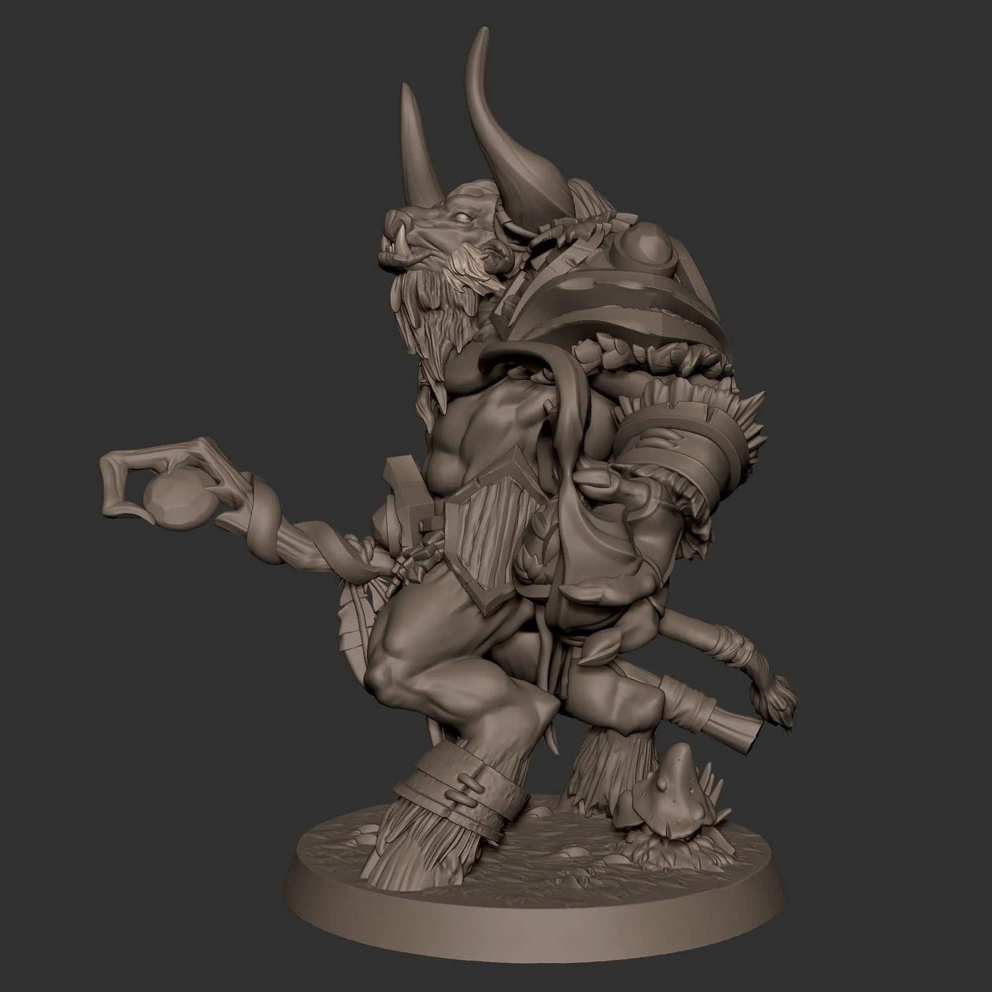 Minotaur Druid Shaman | D&D Miniature TTRPG Character | Bite the Bullet - Tattles Told 3D