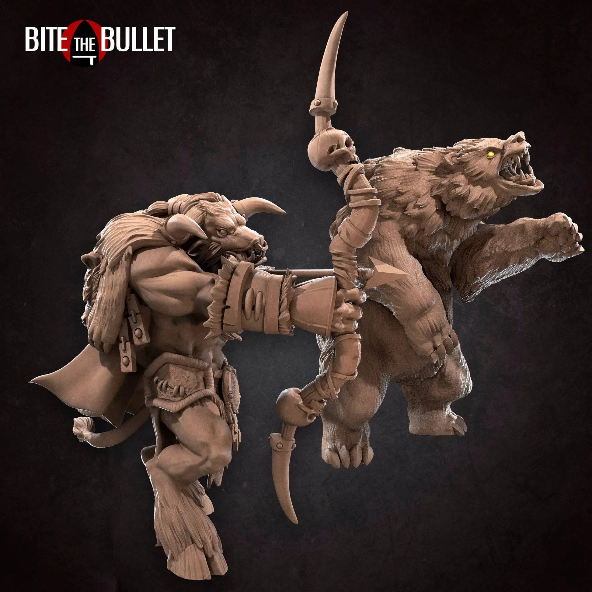 Minotaur Hunter Ranger | D&D Miniature TTRPG Character | Bite the Bullet - Tattles Told 3D