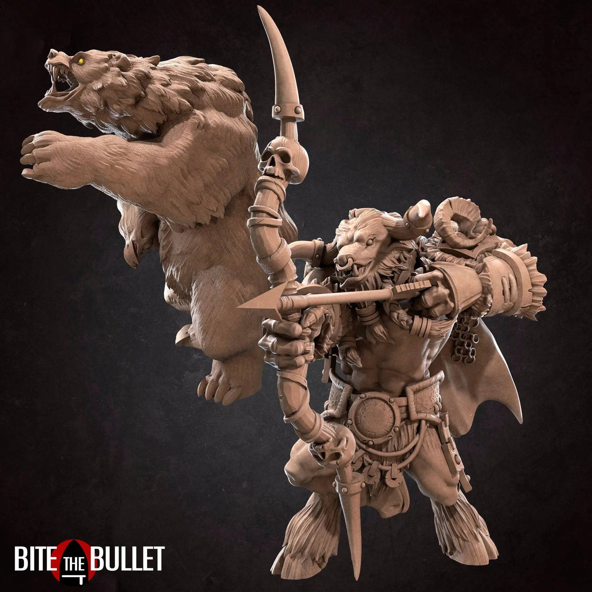 Minotaur Hunter Ranger | D&D Miniature TTRPG Character | Bite the Bullet - Tattles Told 3D