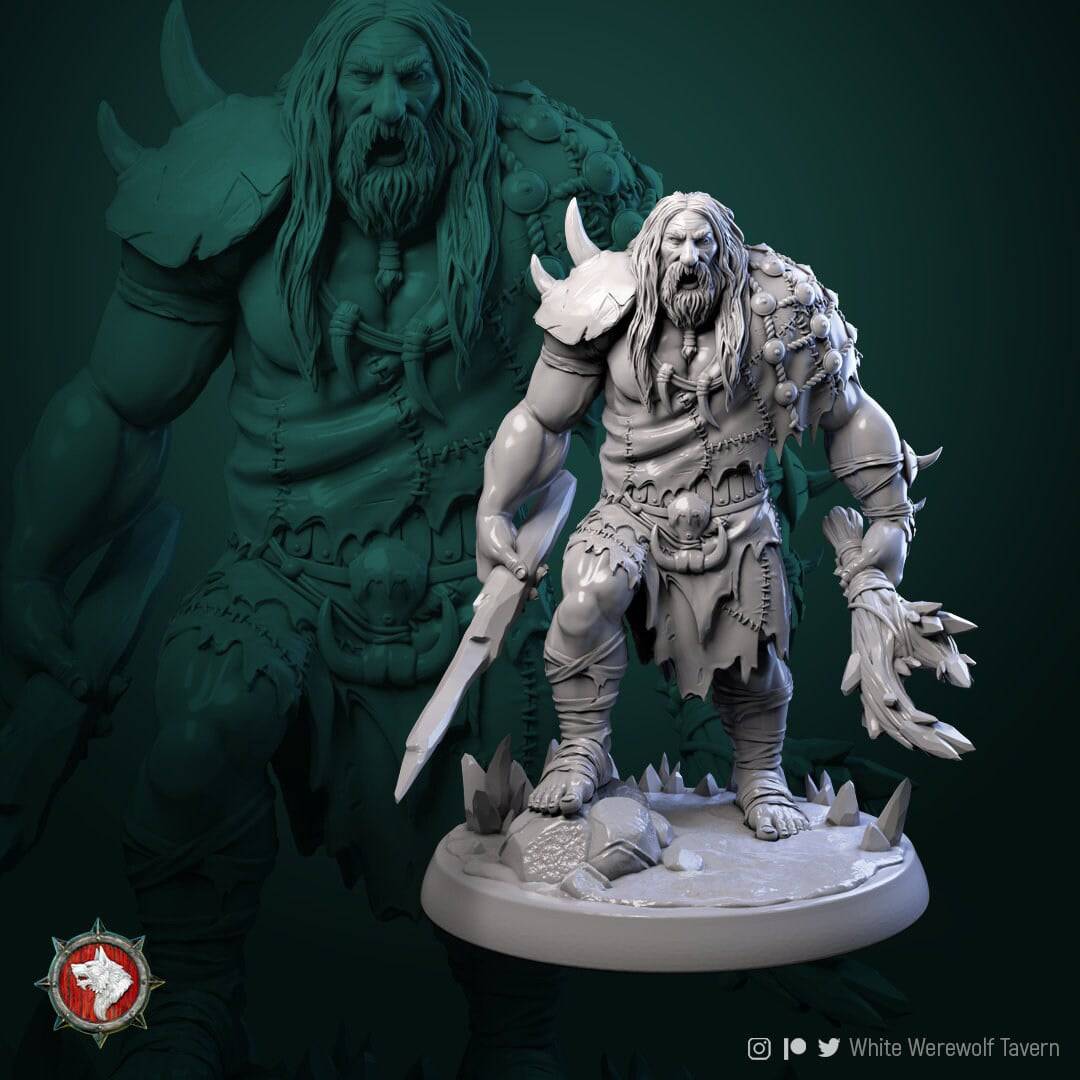 Mountain Giants | TTRPG Miniature | White Werewolf Tavern - Tattles Told 3D