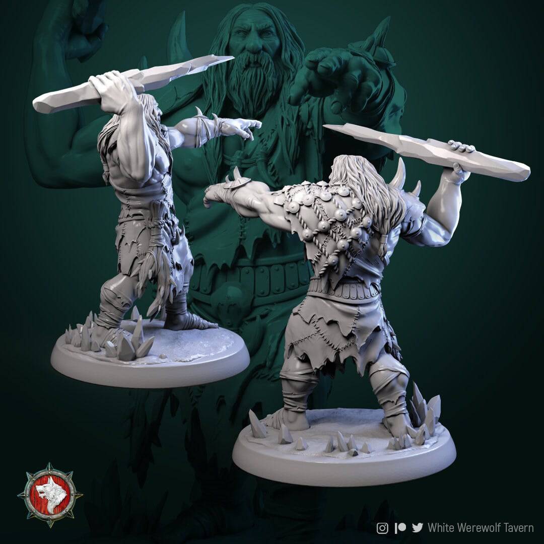 Mountain Giants | TTRPG Miniature | White Werewolf Tavern - Tattles Told 3D