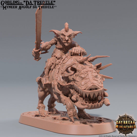 Myneer Augolf da Tredzle Mounted on Grackus | TTRPG Miniature | Daybreak Miniatures - Tattles Told 3D