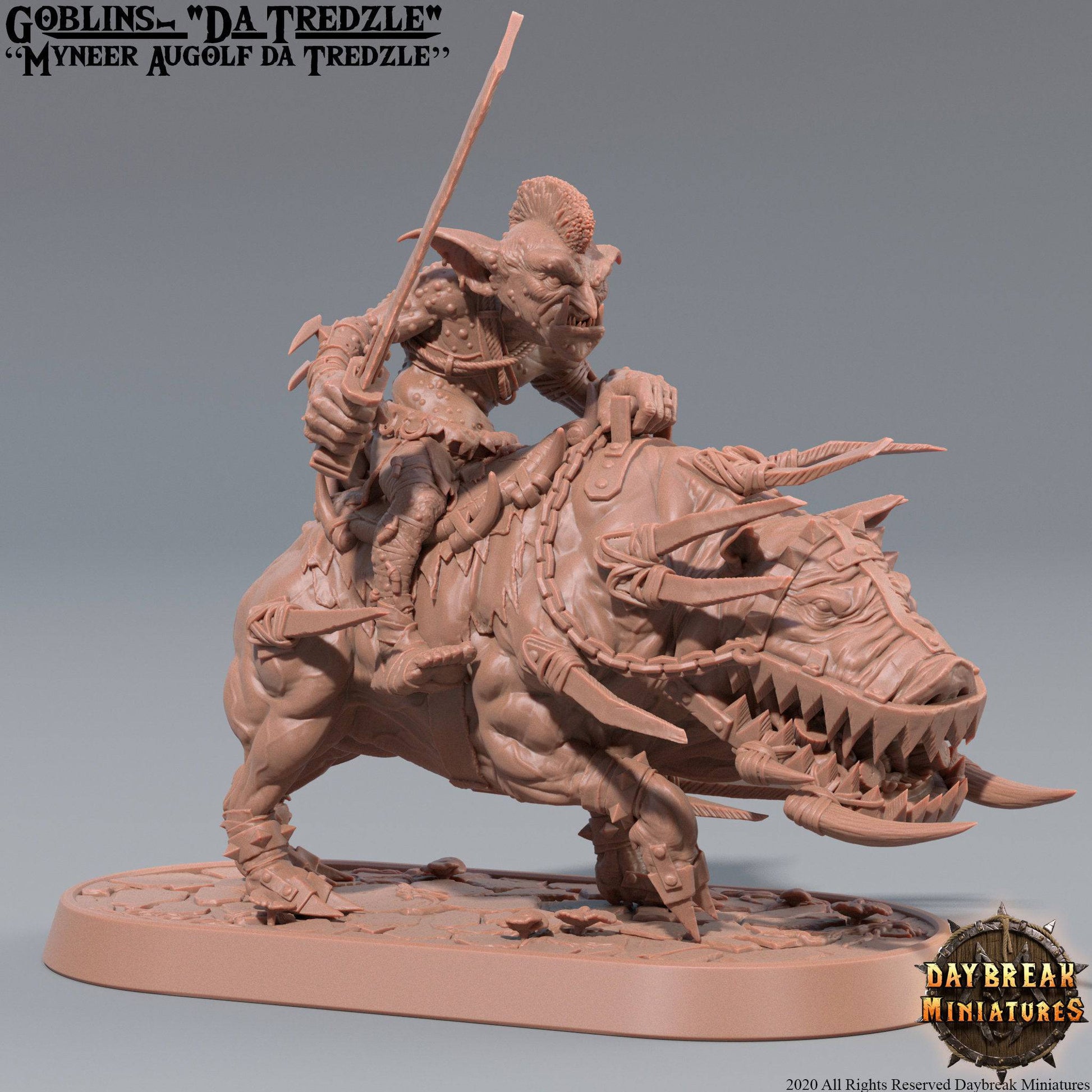 Myneer Augolf da Tredzle Mounted on Grackus | TTRPG Miniature | Daybreak Miniatures - Tattles Told 3D