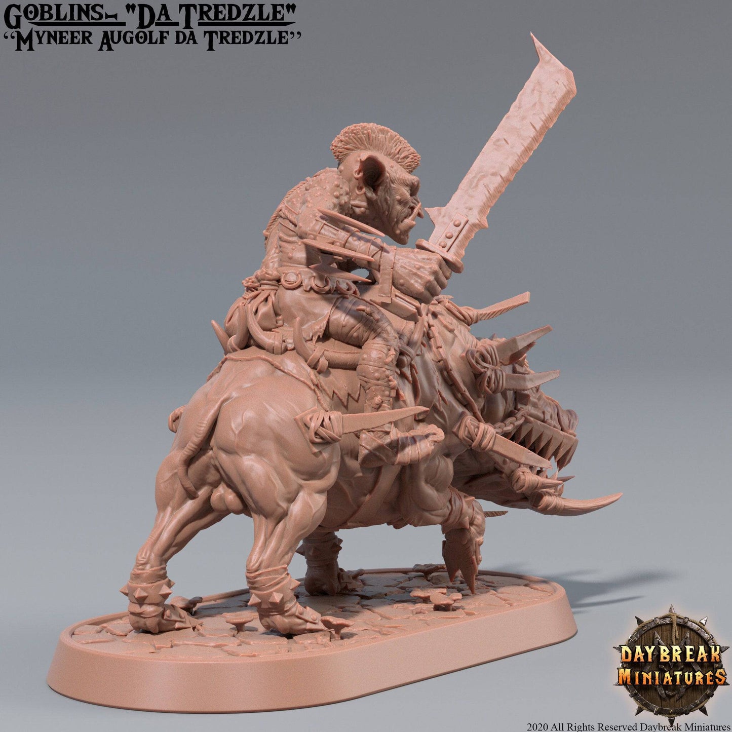 Myneer Augolf da Tredzle Mounted on Grackus | TTRPG Miniature | Daybreak Miniatures - Tattles Told 3D