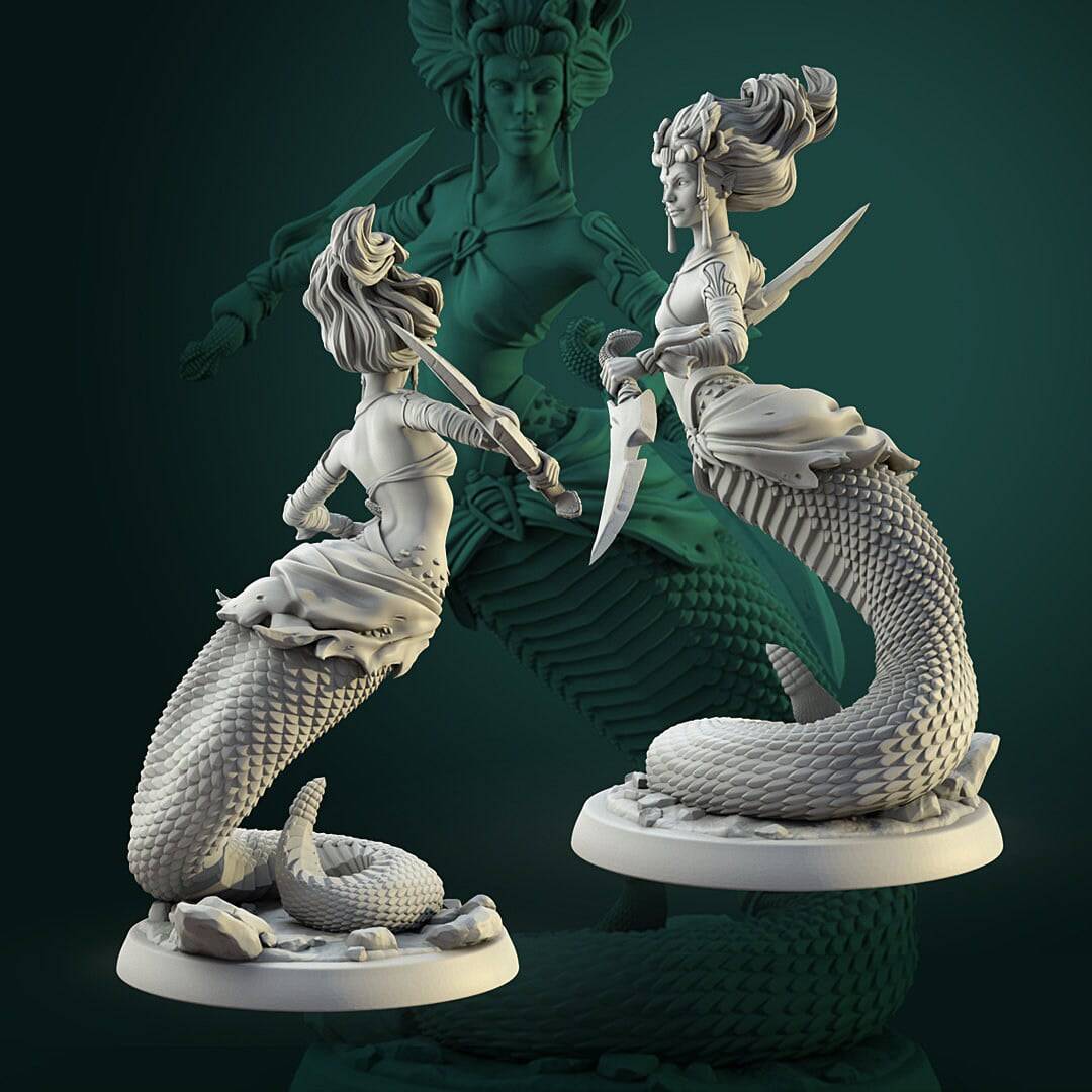 Naga, Females | TTRPG Miniature | White Werewolf Tavern - Tattles Told 3D