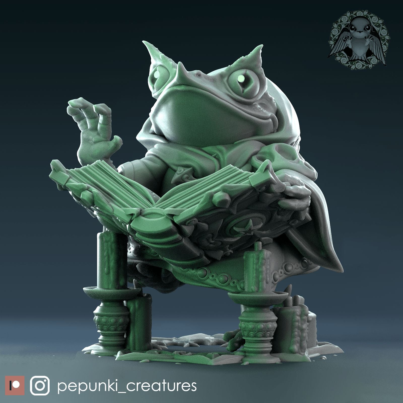 Necromancer Frog Toad Wizard | Dungeons and Dragons Tabletop Roleplaying Game Miniature | Pepunki Miniatures - Tattles Told 3D