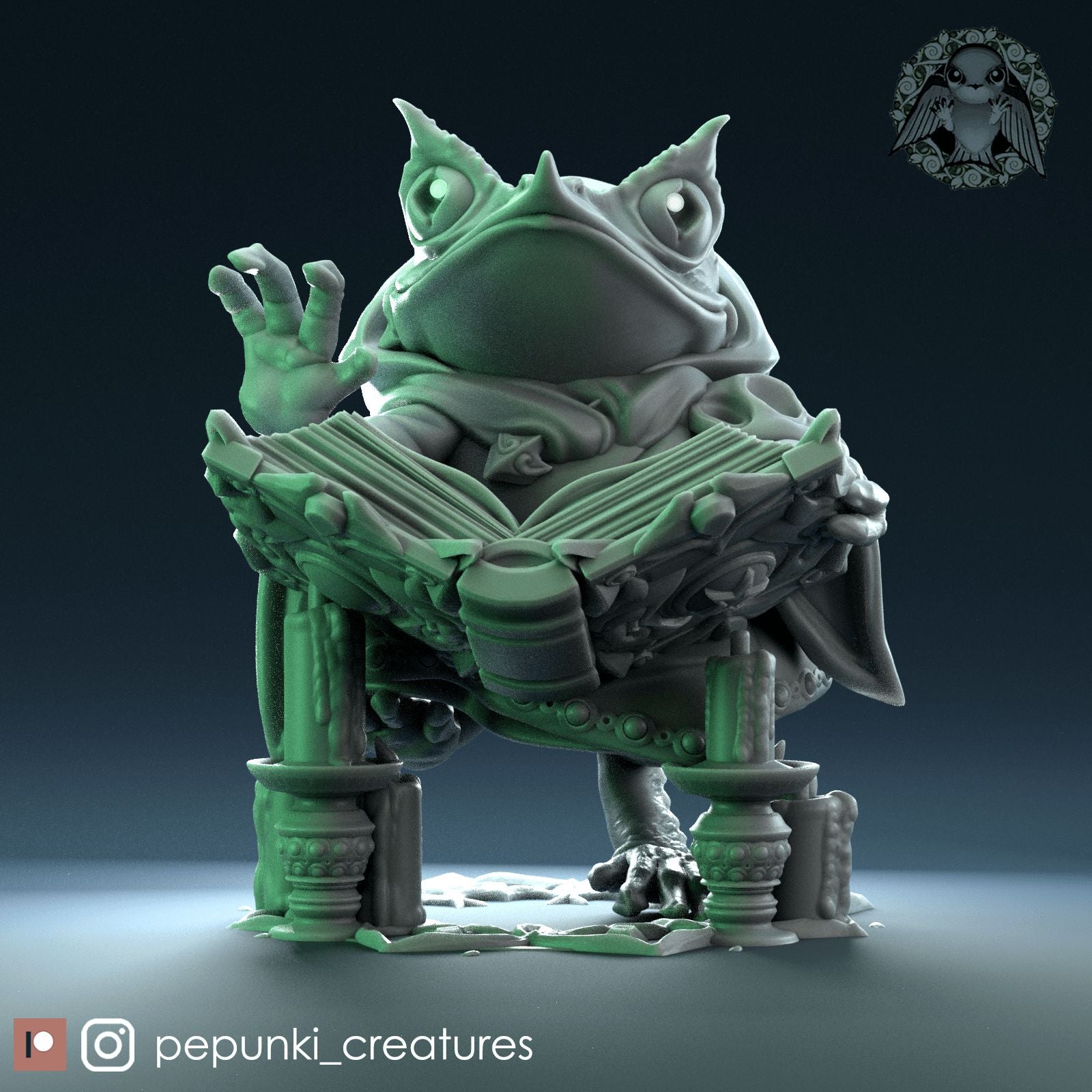 Necromancer Frog Toad Wizard | Dungeons and Dragons Tabletop Roleplaying Game Miniature | Pepunki Miniatures - Tattles Told 3D