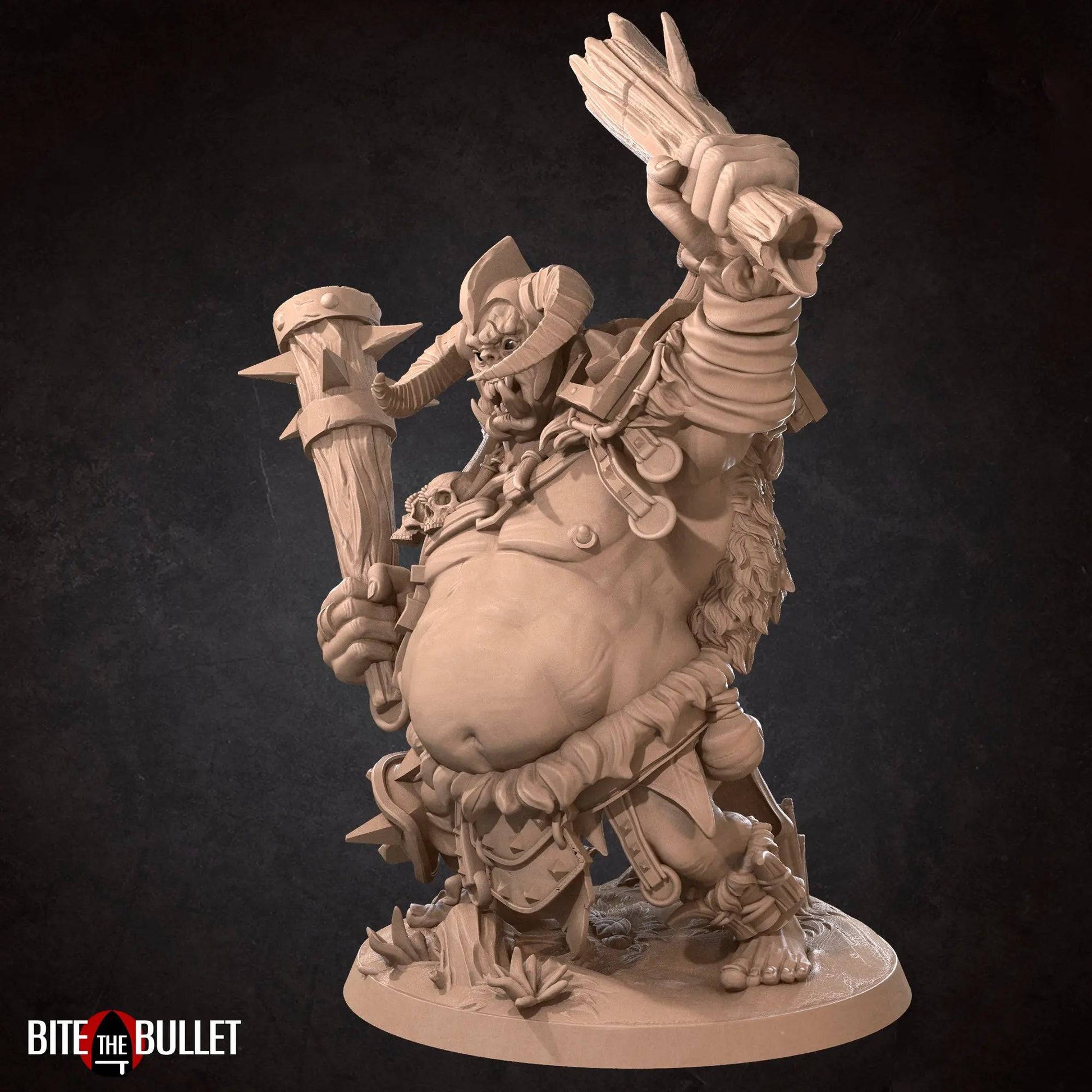 Ogre Holding Tree Trunk and Mace | D&D Miniature TTRPG Character | Bite the Bullet - Tattles Told 3D