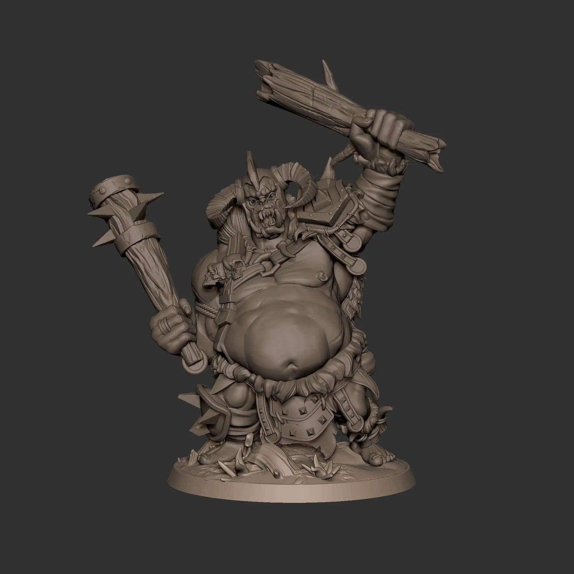 Ogre Holding Tree Trunk and Mace | D&D Miniature TTRPG Character | Bite the Bullet - Tattles Told 3D