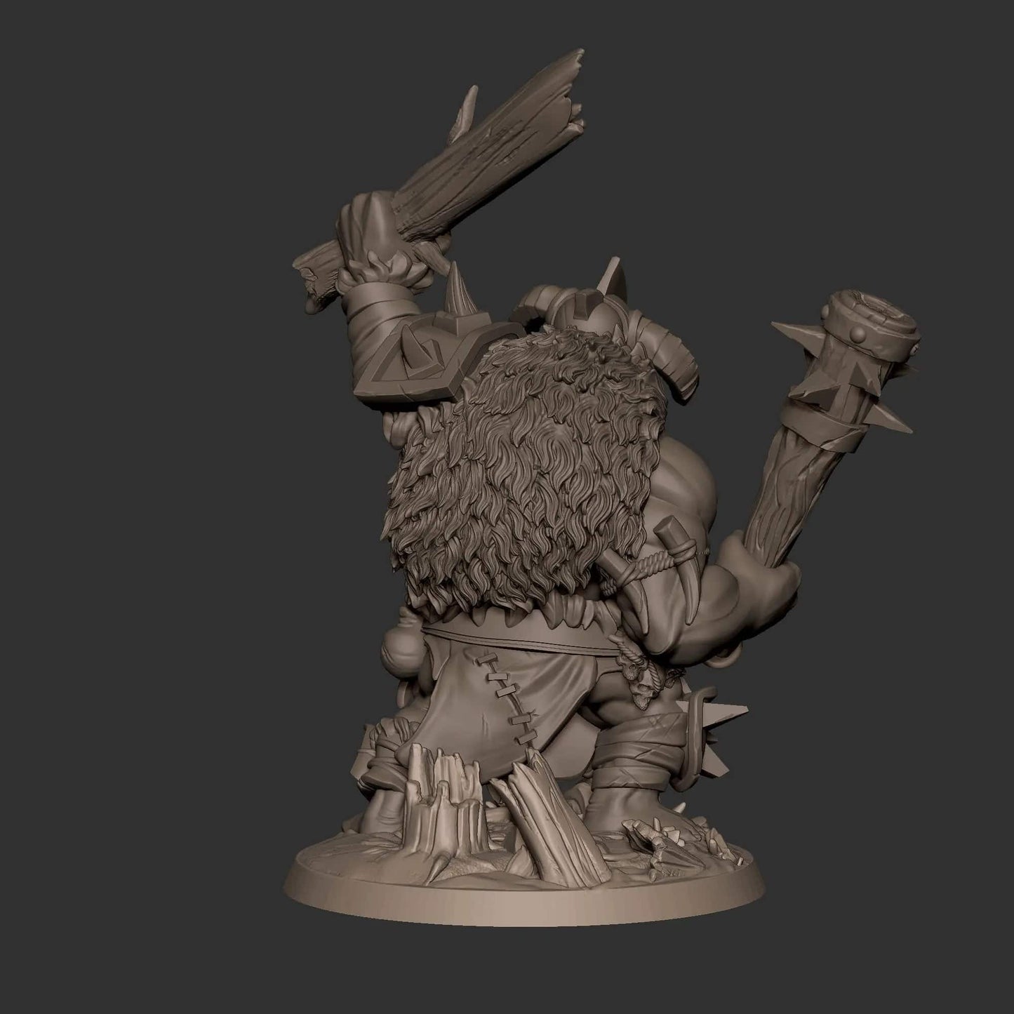 Ogre Holding Tree Trunk and Mace | D&D Miniature TTRPG Character | Bite the Bullet - Tattles Told 3D