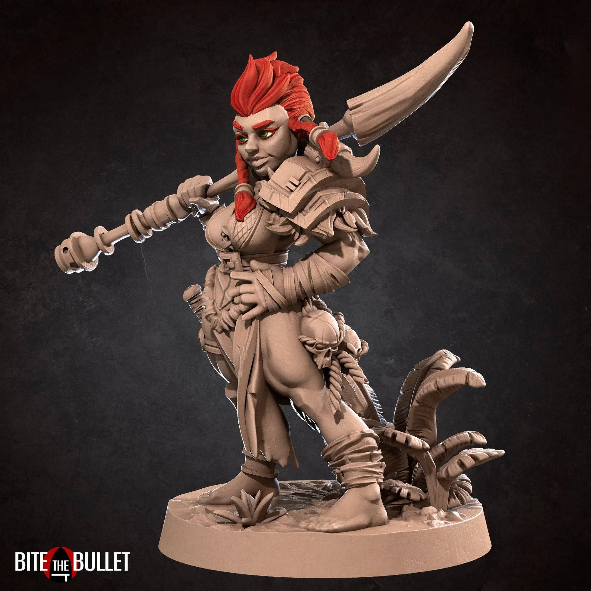 Olga, Dwarf Twin Fauxhawk and Braids | D&D Miniature TTRPG Character | Bite the Bullet - Tattles Told 3D