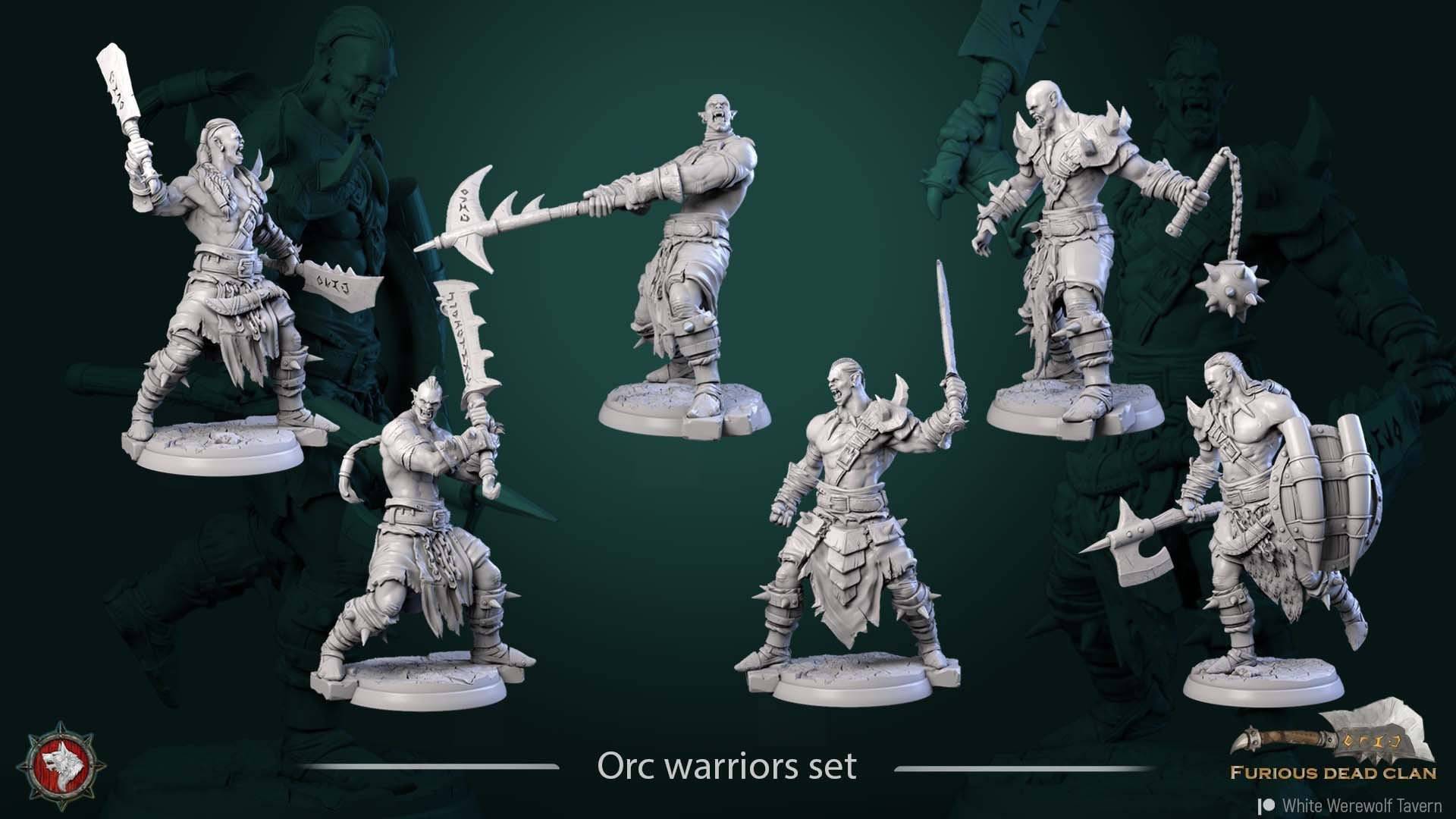 Orc Warriors | TTRPG Miniature | White Werewolf Tavern - Tattles Told 3D