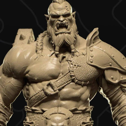 Orc with Battleaxe and Human Head | D&D TTRPG Monster Miniature | Collective Studio - Tattles Told 3D