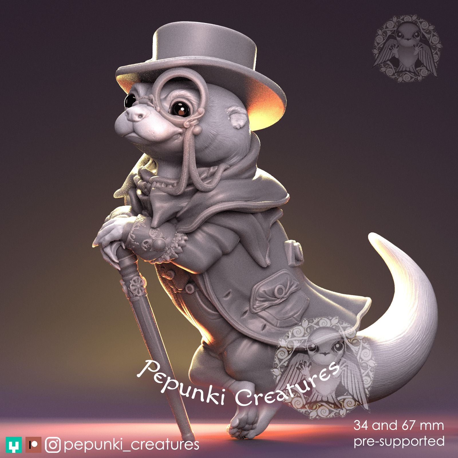 Otter Gentleman | Dungeons and Dragons Tabletop Roleplaying Game Miniature | Pepunki Miniatures - Tattles Told 3D