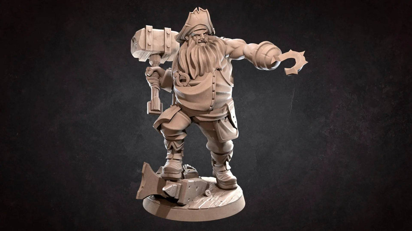 Pirate Blacksmith | D&D Miniature TTRPG Character | Bite the Bullet - Tattles Told 3D