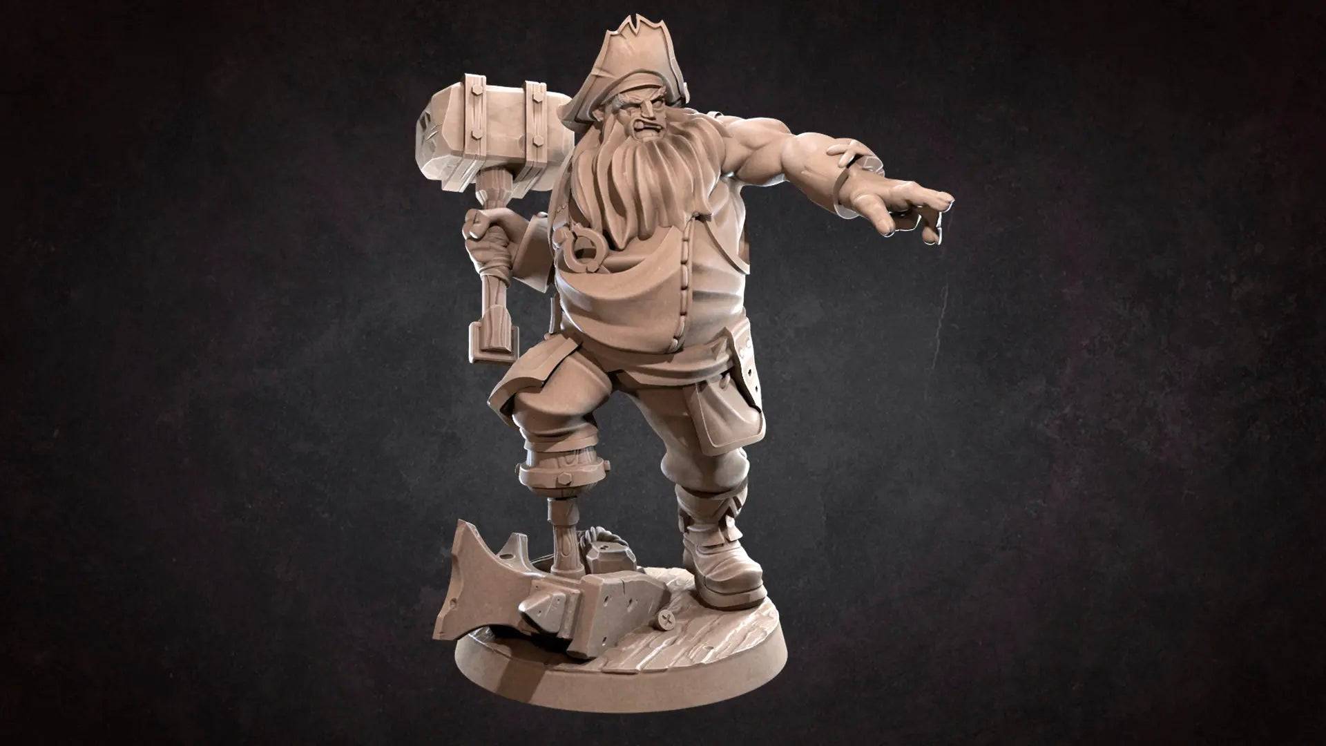 Pirate Blacksmith | D&D Miniature TTRPG Character | Bite the Bullet - Tattles Told 3D