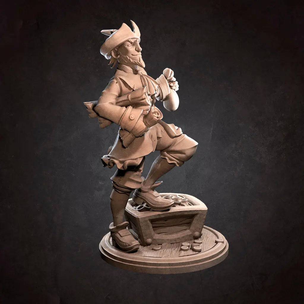 Pirate Dealer, Merchant, Smuggler | D&D Miniature TTRPG Character | Bite the Bullet - Tattles Told 3D