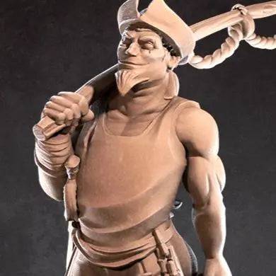 Pirate Fisherman | D&D Miniature TTRPG Character | Bite the Bullet - Tattles Told 3D