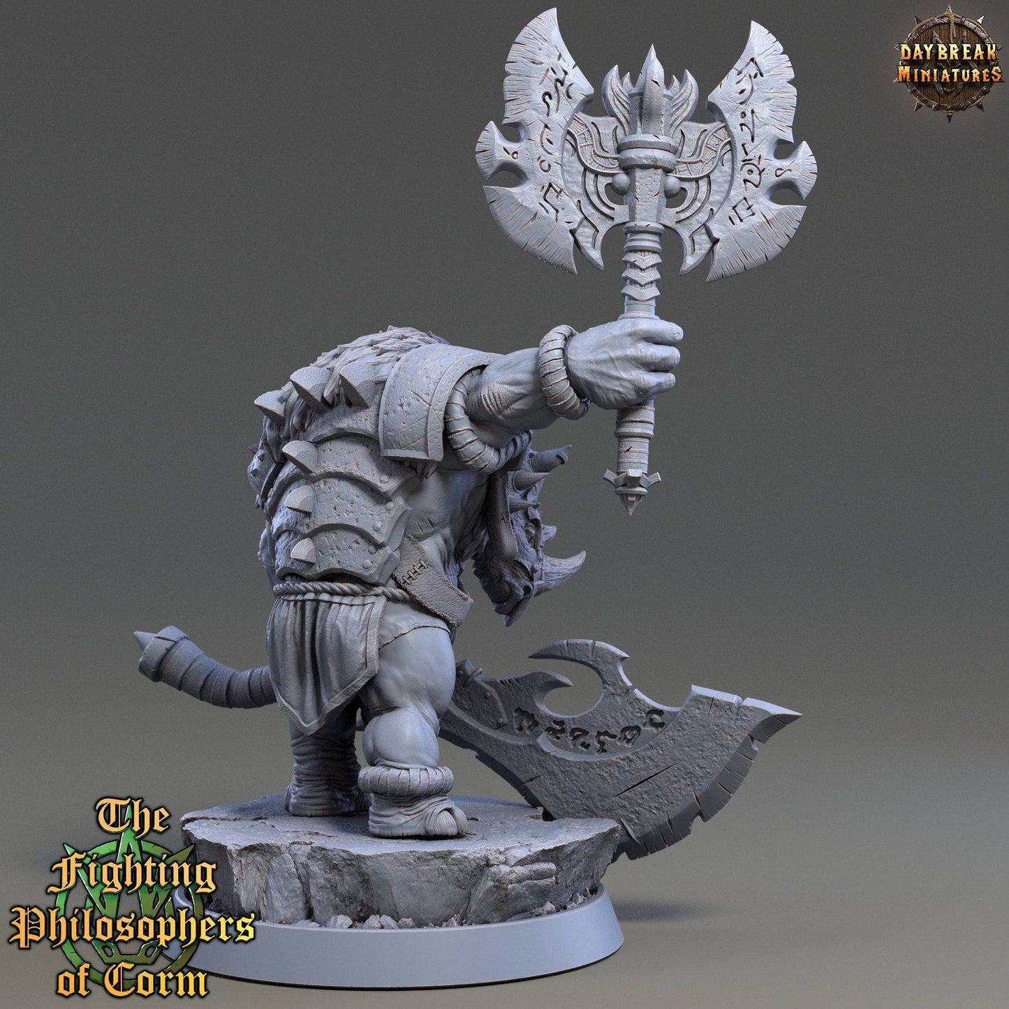 Polus Greatblade, Rhinofolk Warrior | TTRPG D&D Miniature | Daybreak Miniatures - Tattles Told 3D