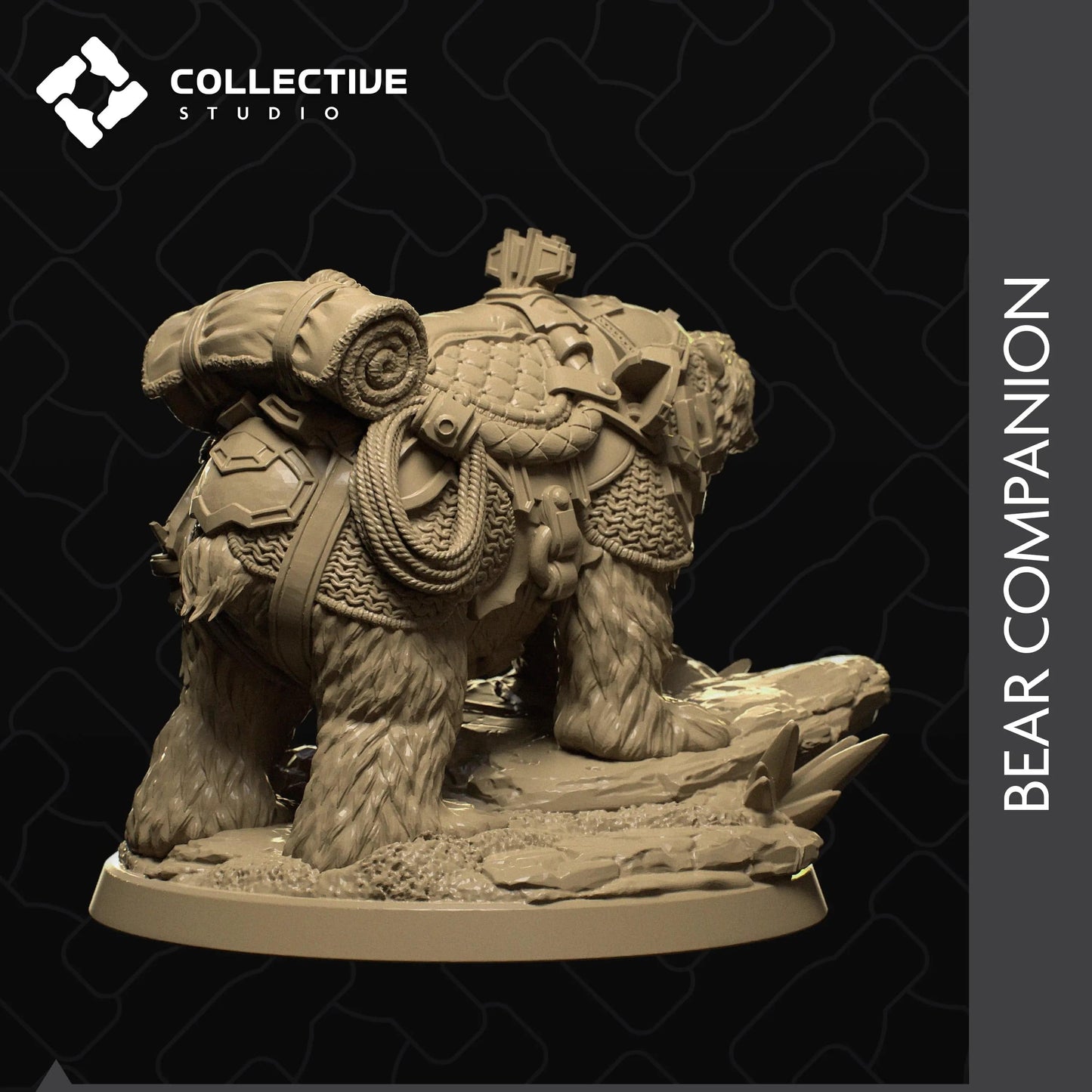 Saddled Bear Companion Carrying Gear | D&D TTRPG Animal Miniature | Collective Studio - Tattles Told 3D