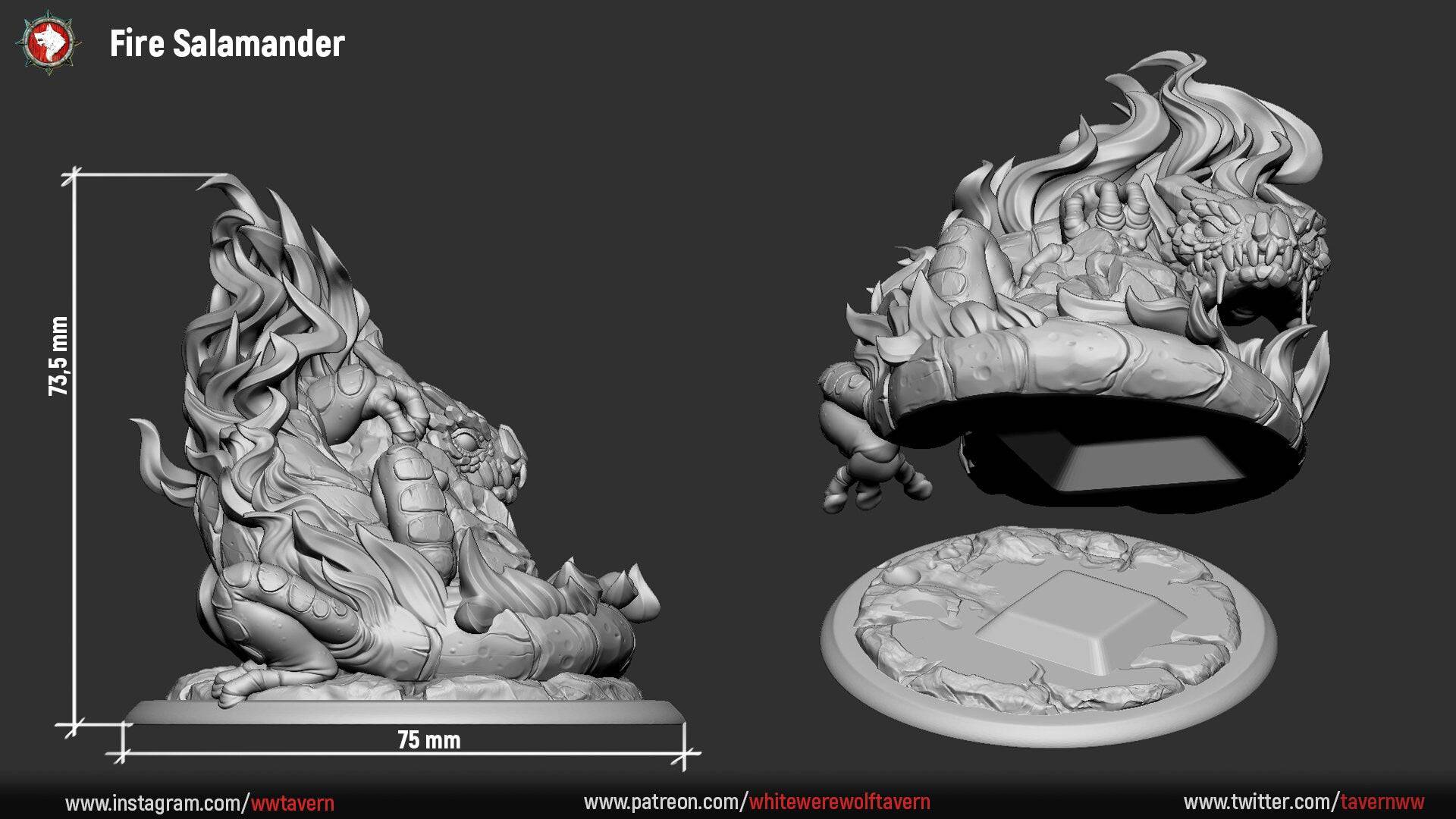 Salamander | TTRPG Miniature | White Werewolf Tavern - Tattles Told 3D