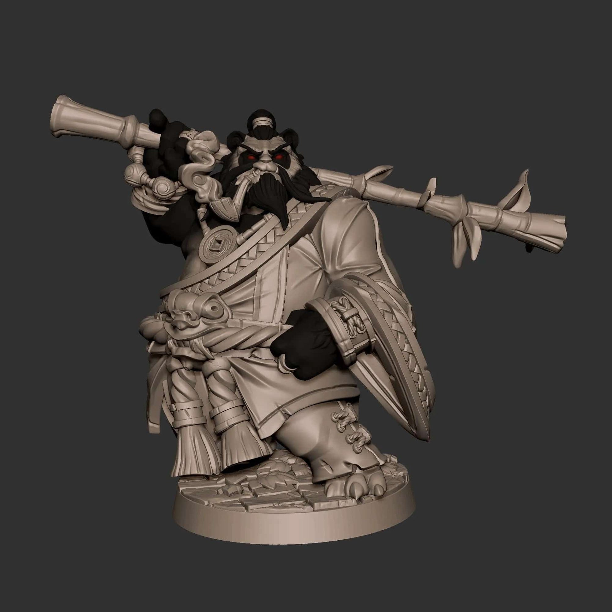 Sam, Panda Dojo Master, Monk, Master | D&D Miniature TTRPG Character | Bite the Bullet - Tattles Told 3D