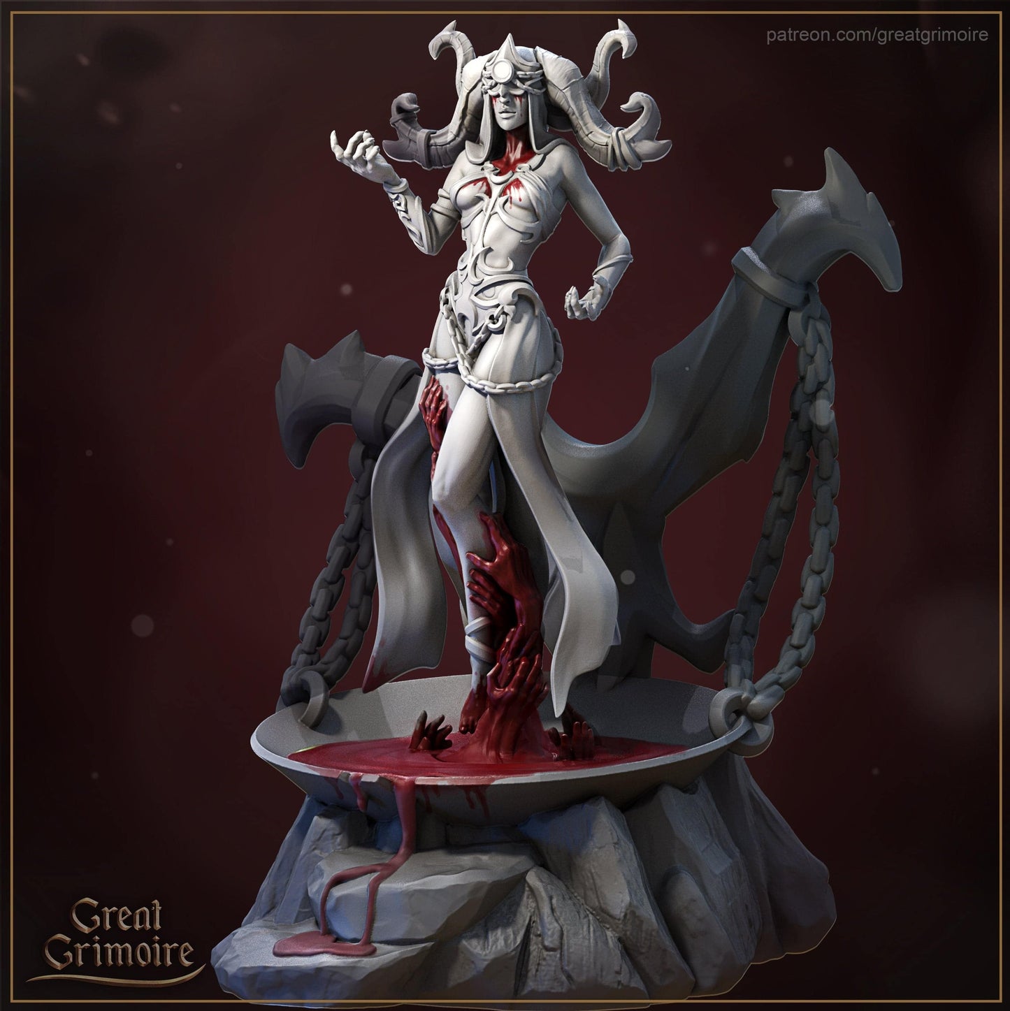 Scarlett, the Blood Witch | TTRPG Miniature | Great Grimoire - Tattles Told 3D