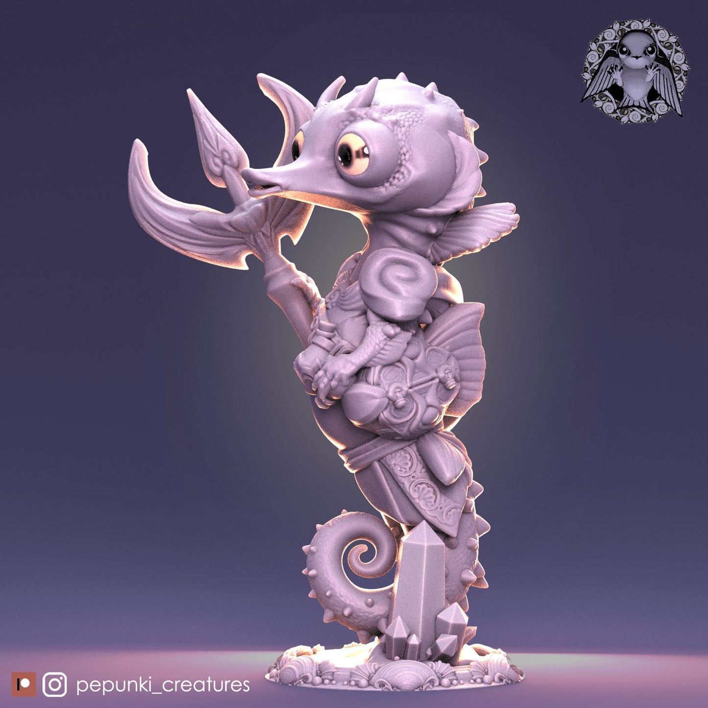Sea Horse Fighter | Dungeons and Dragons Tabletop Roleplaying Game Miniature | Pepunki Miniatures - Tattles Told 3D