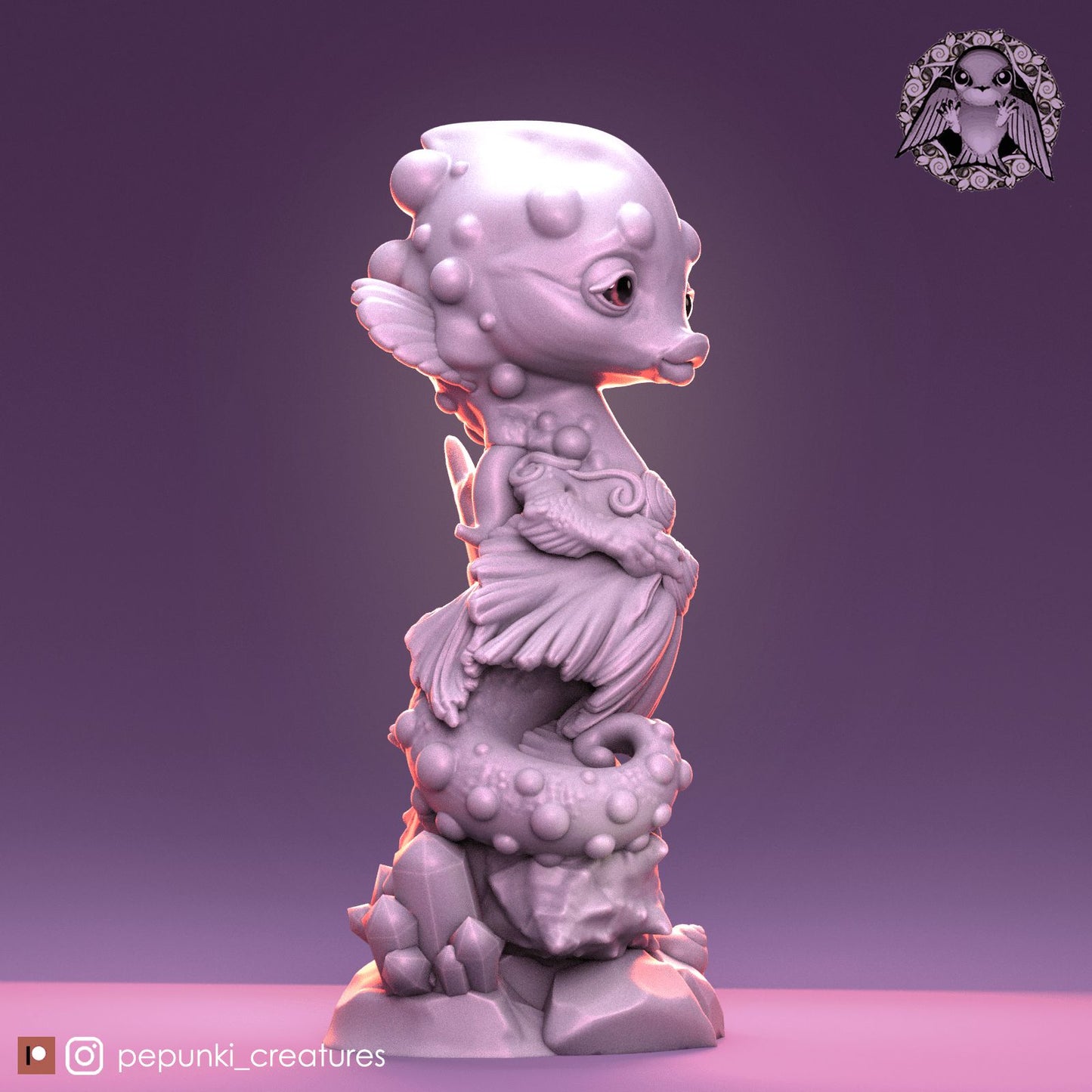 Seahorse Lumpy Lady | Dungeons and Dragons Tabletop Roleplaying Game Miniature | Pepunki Miniatures - Tattles Told 3D
