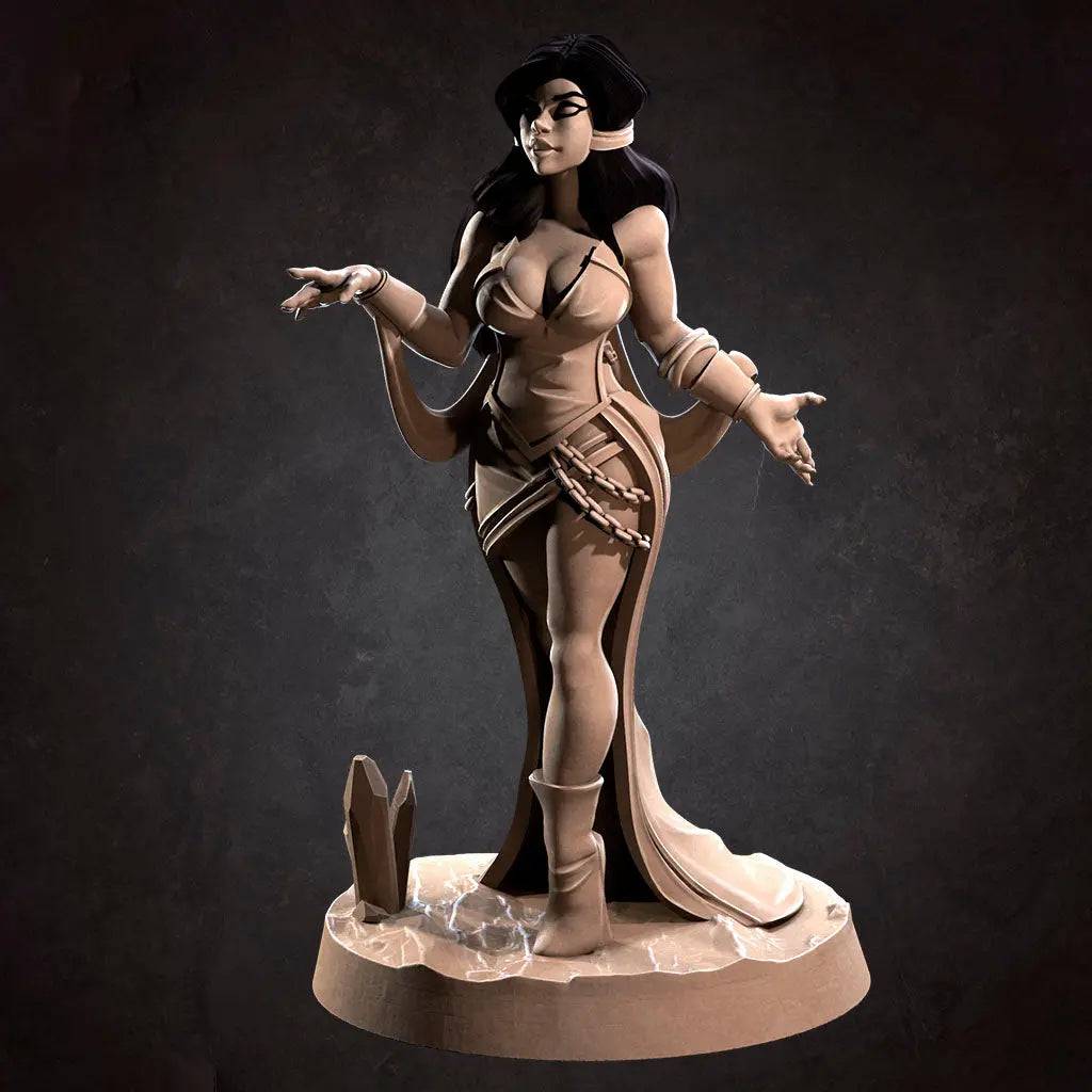Selena, Puppetmaster with Two Whelps, Lovely Woman | D&D Miniature TTRPG Character | Bite the Bullet - Tattles Told 3D