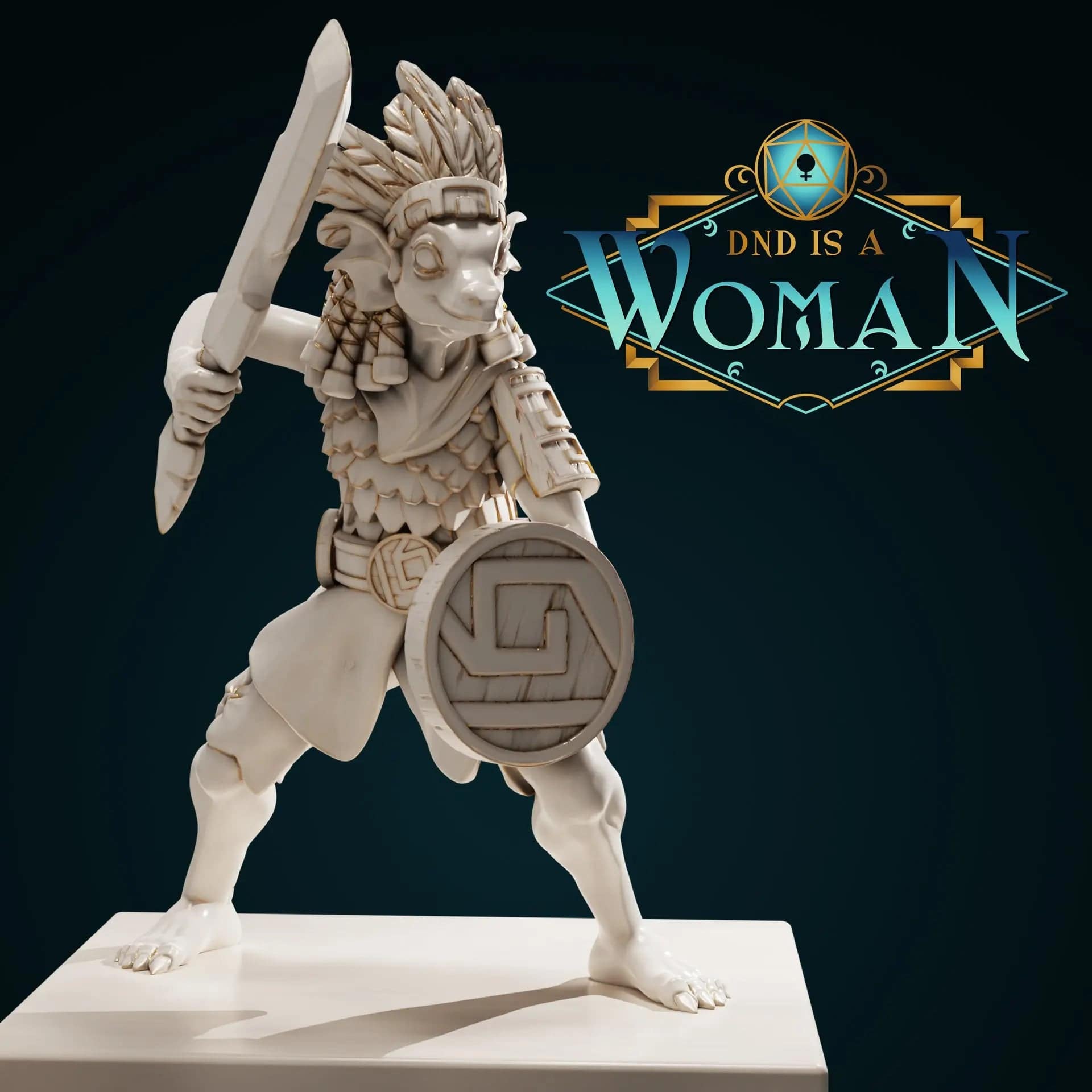 Sershaea, Lizardfolk Paladin | D&D Miniature TTRPG Character | DND is a Woman - Tattles Told 3D