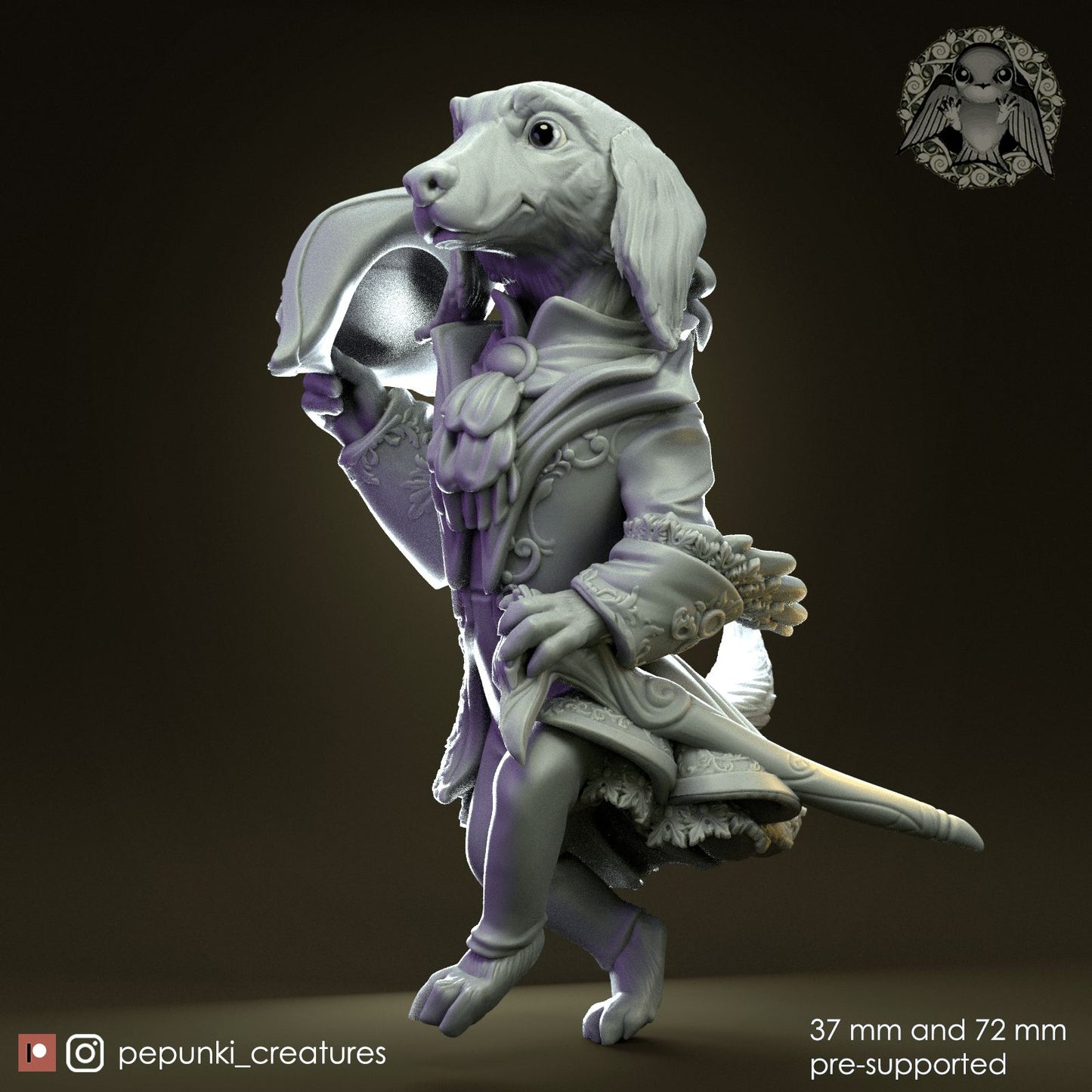 Setter Dog Gentleman | Dungeons and Dragons Tabletop Roleplaying Game Miniature | Pepunki Miniatures - Tattles Told 3D
