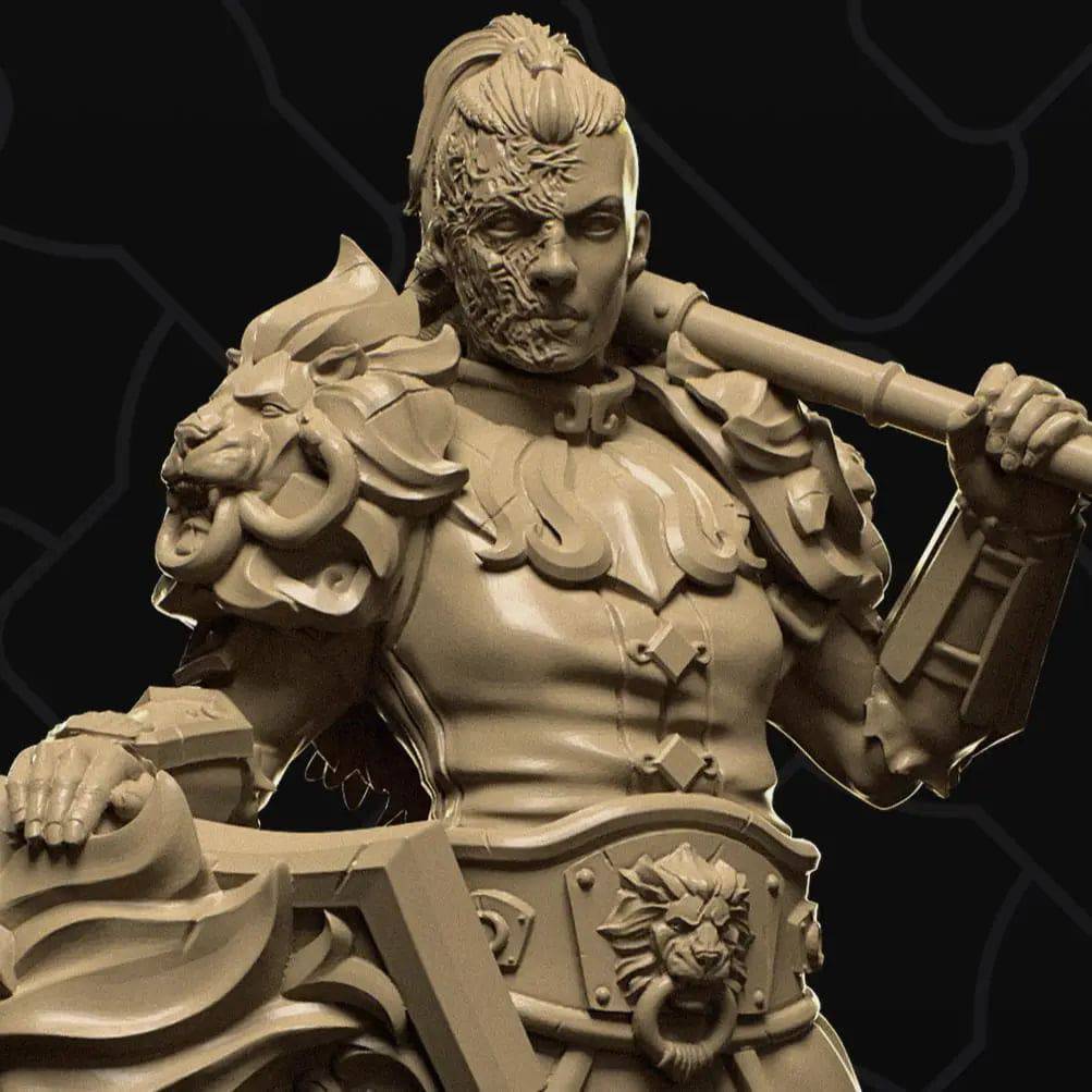 Shieldmaiden Scarred Knight Julieta | D&D TTRPG Character Miniature | Collective Studio - Tattles Told 3D