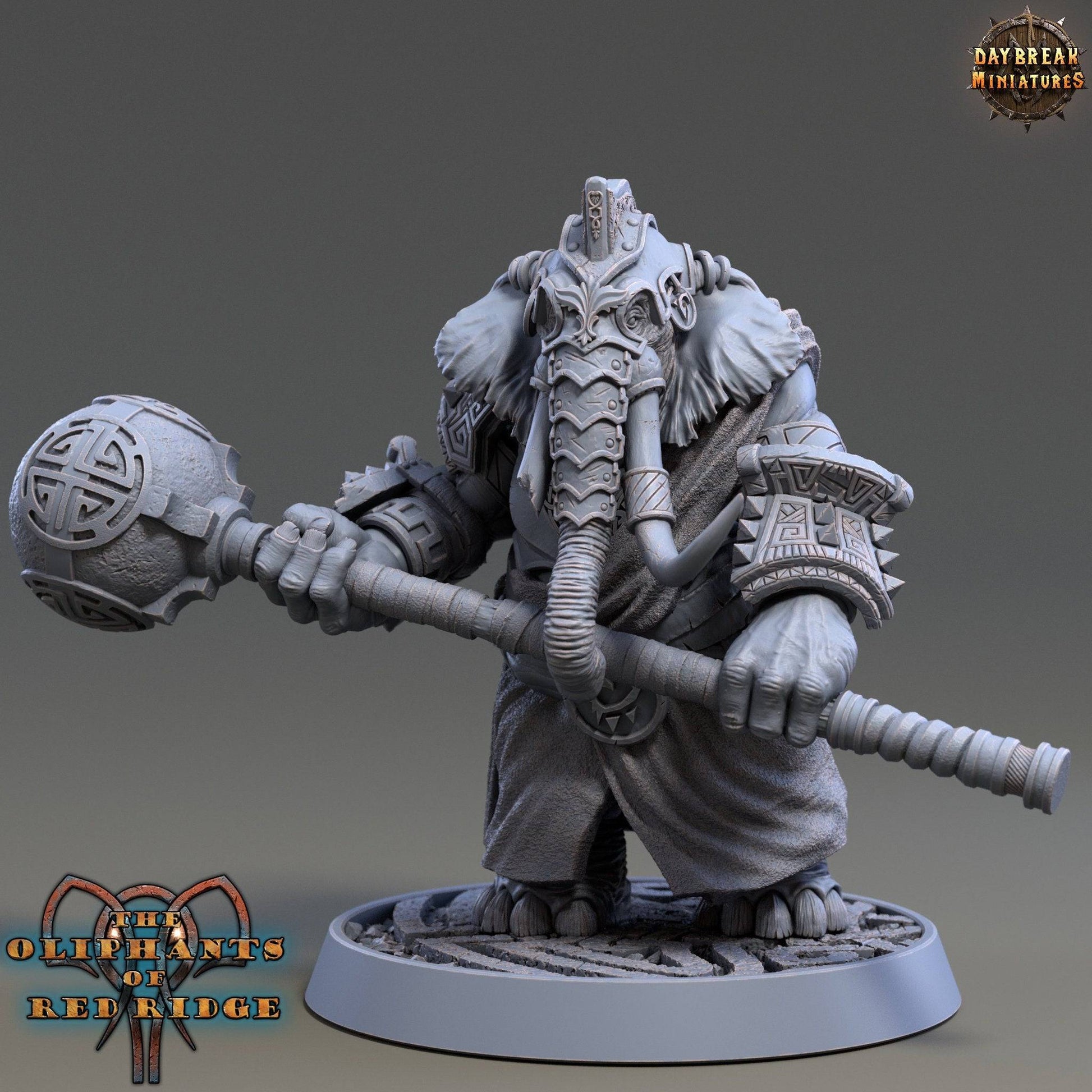 Shurbe Spherius, Loxodon Warrior | TTRPG D&D Miniature | Daybreak Miniatures - Tattles Told 3D