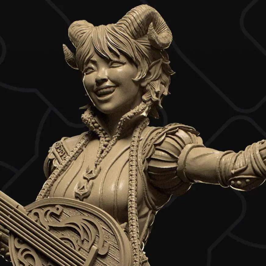 Singing Tiefling Bard Girl | D&D TTRPG Character Miniature | Collective Studio - Tattles Told 3D