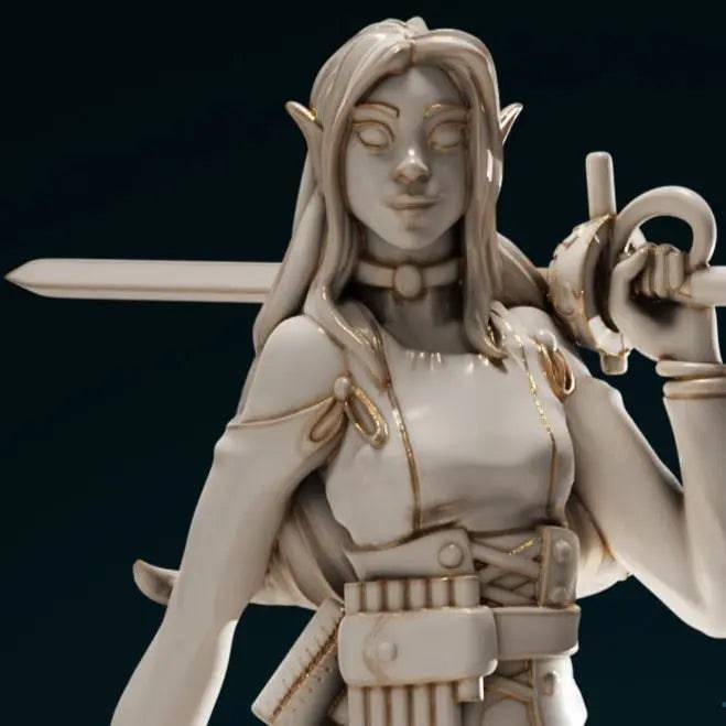 Slavishny, Changeling Bard Pipes Sword | D&D Miniature TTRPG Character | DND is a Woman - Tattles Told 3D
