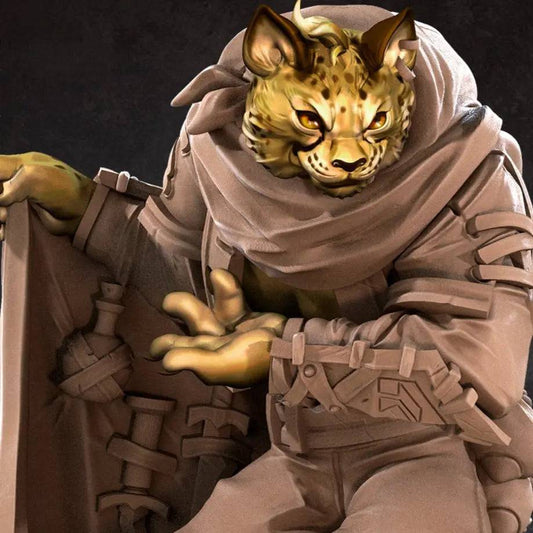 Smuggler Cheat Tabaxi Catfolk Normal Version | D&D Miniature TTRPG Character | Bite the Bullet - Tattles Told 3D