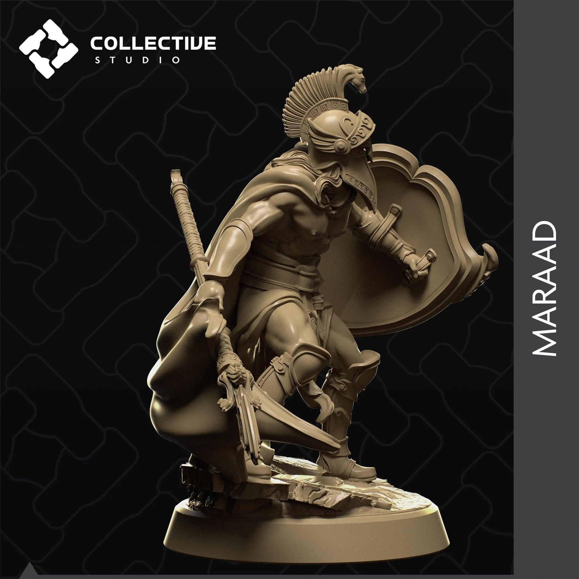 Spartan Grecian Soldier Gladiator Warrior | D&D TTRPG Character Miniature | Collective Studio - Tattles Told 3D