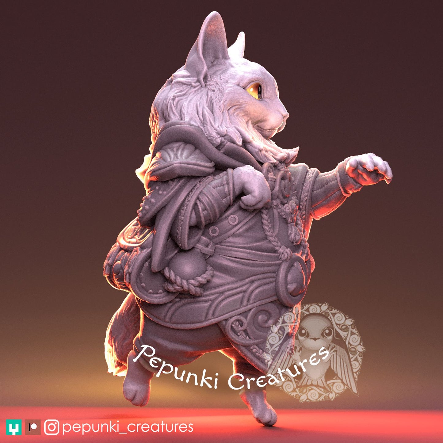 Stephan, Noble Cat | Dungeons and Dragons Tabletop Roleplaying Game Miniature | Pepunki Miniatures - Tattles Told 3D