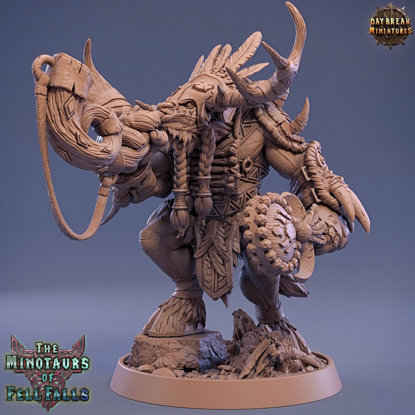 Talos Frakk, Minotaur Shaman Bard | TTRPG Miniature | Daybreak Miniatures - Tattles Told 3D