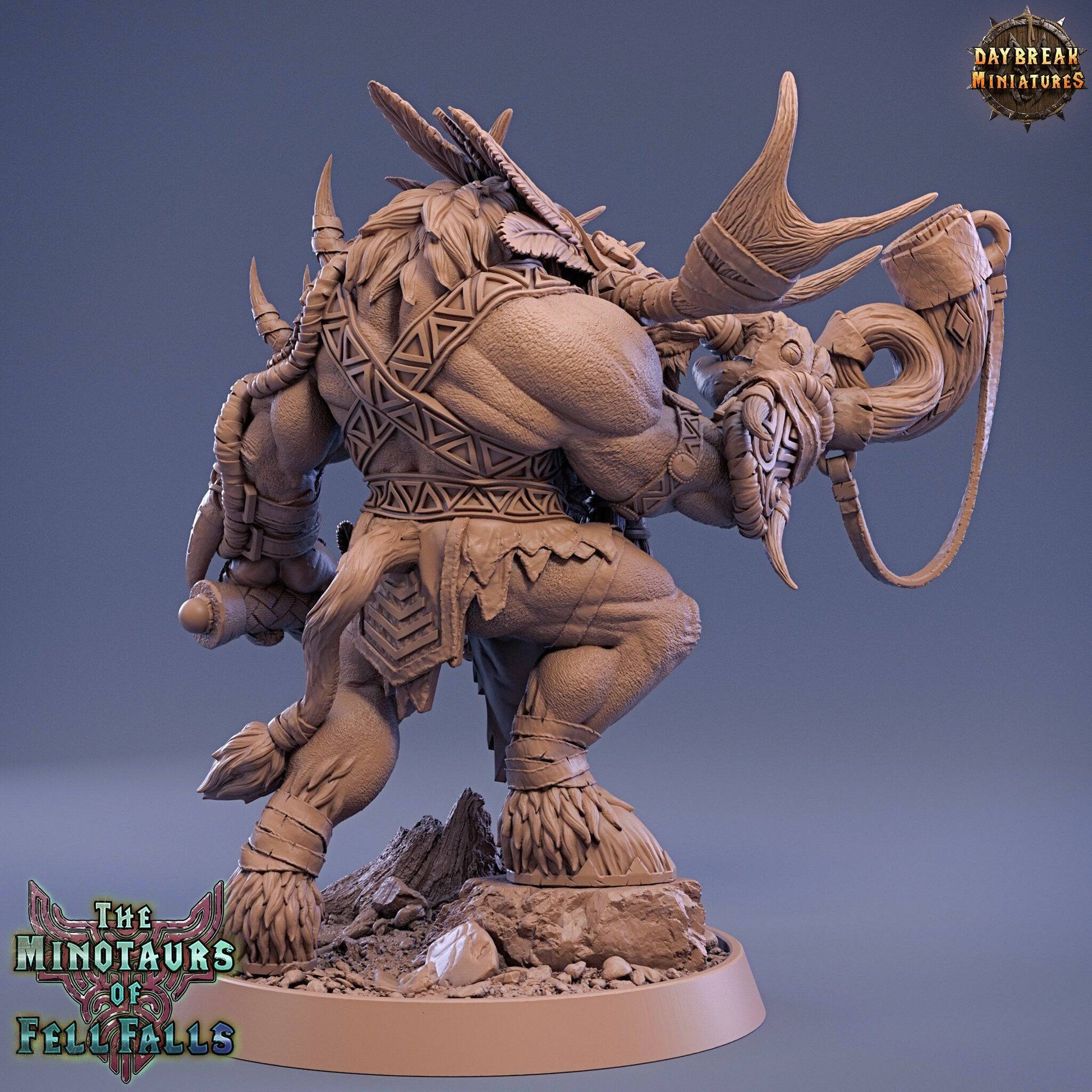 Talos Frakk, Minotaur Shaman Bard | TTRPG Miniature | Daybreak Miniatures - Tattles Told 3D